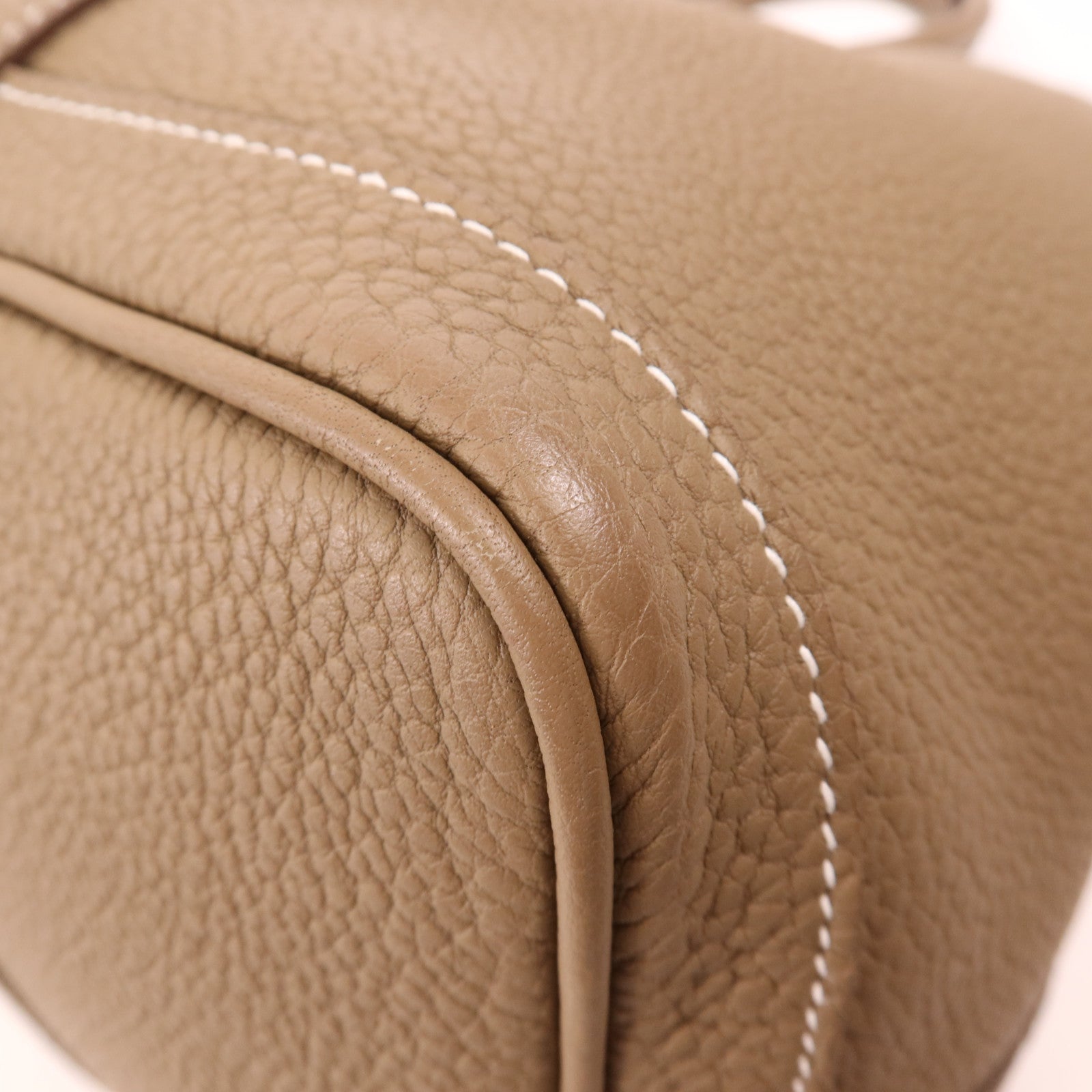 HERMES Negonda皮革Garden Party PM銀扣手挽袋Etoupe