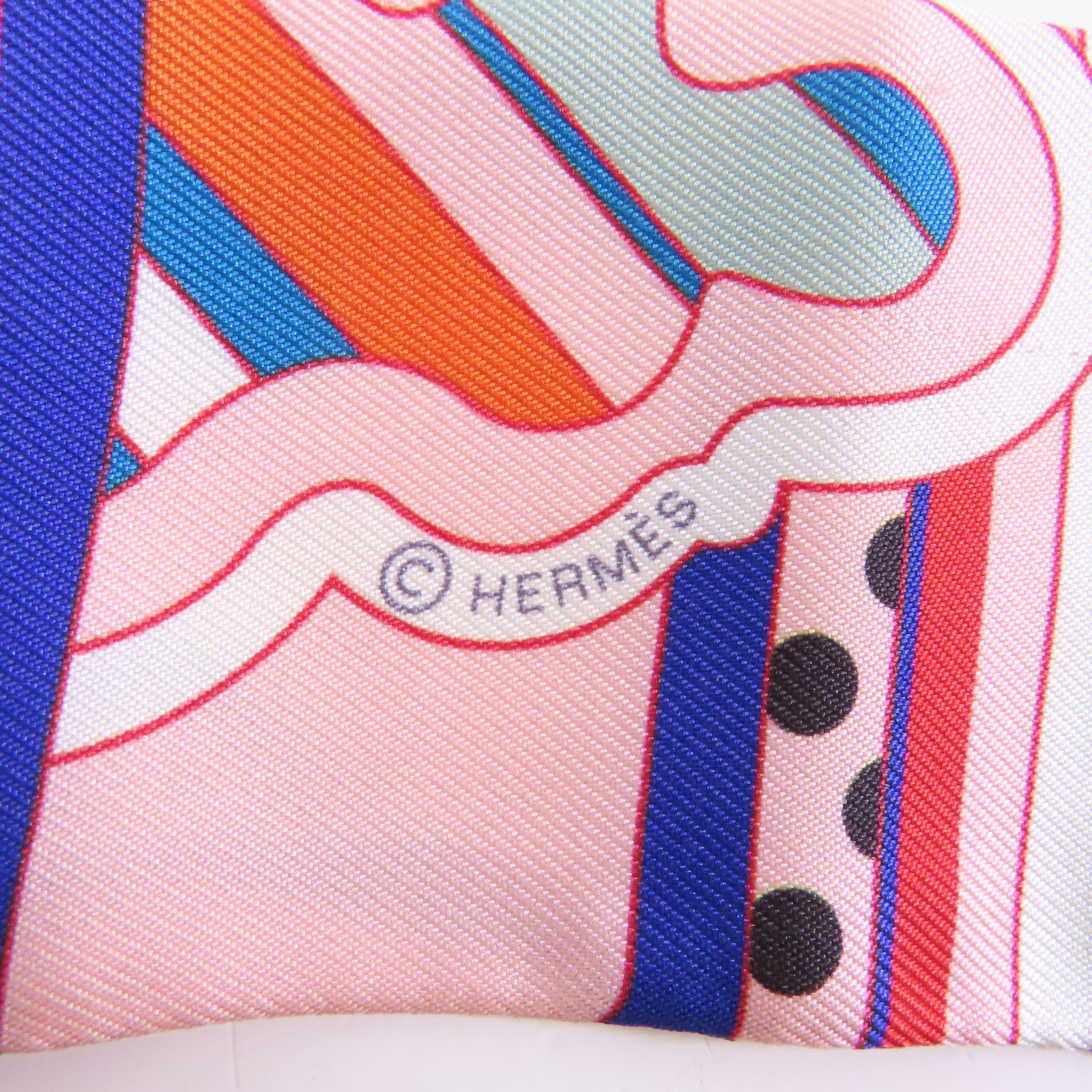 HERMES 絲質Twilly絲巾粉紅色/彩色