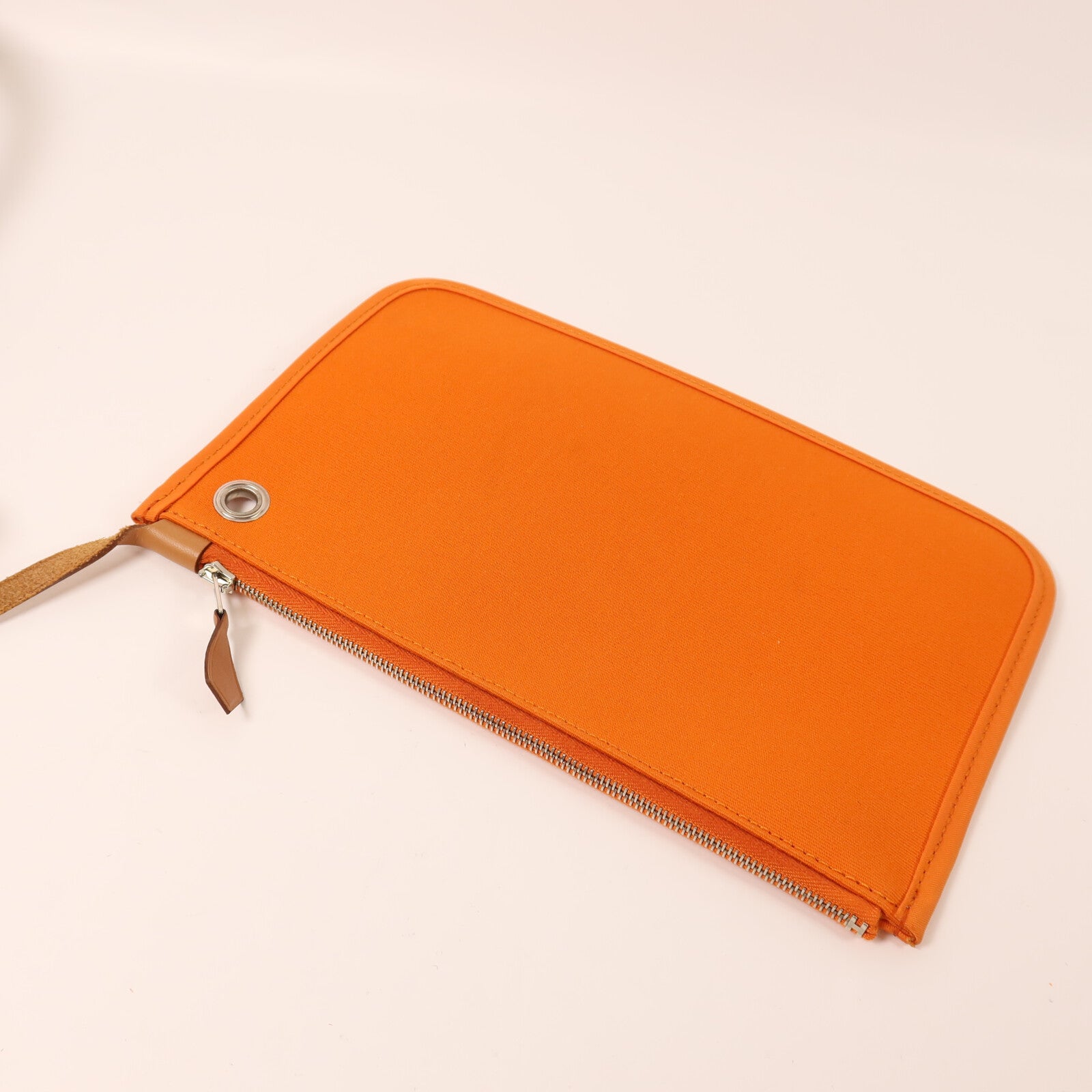 HERMES 帆布Herbag PM銀扣手挽肩背兩用袋Orange