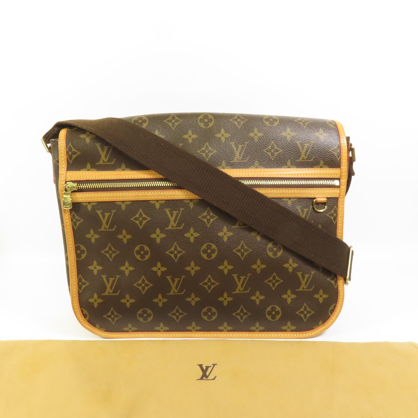 LOUIS VUITTON Monogram Bosphore金扣肩背袋棕色