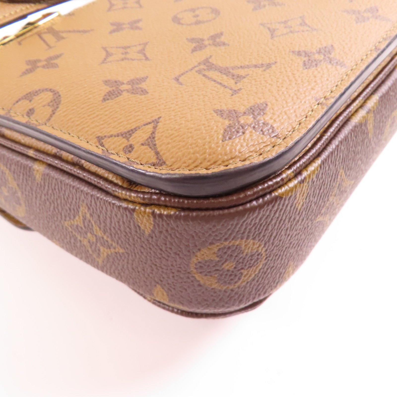 LOUIS VUITTON Monogram Reverse Pochette Metis金扣手挽肩背兩用袋棕色