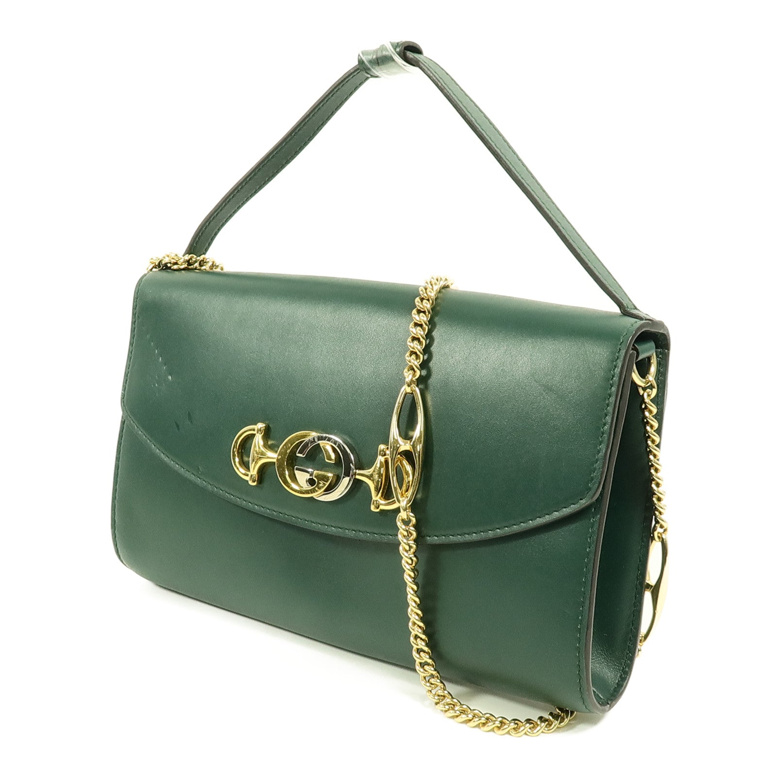 GUCCI 牛皮皮革Zumi Shoulder Bag鏈帶手挽肩背兩用袋