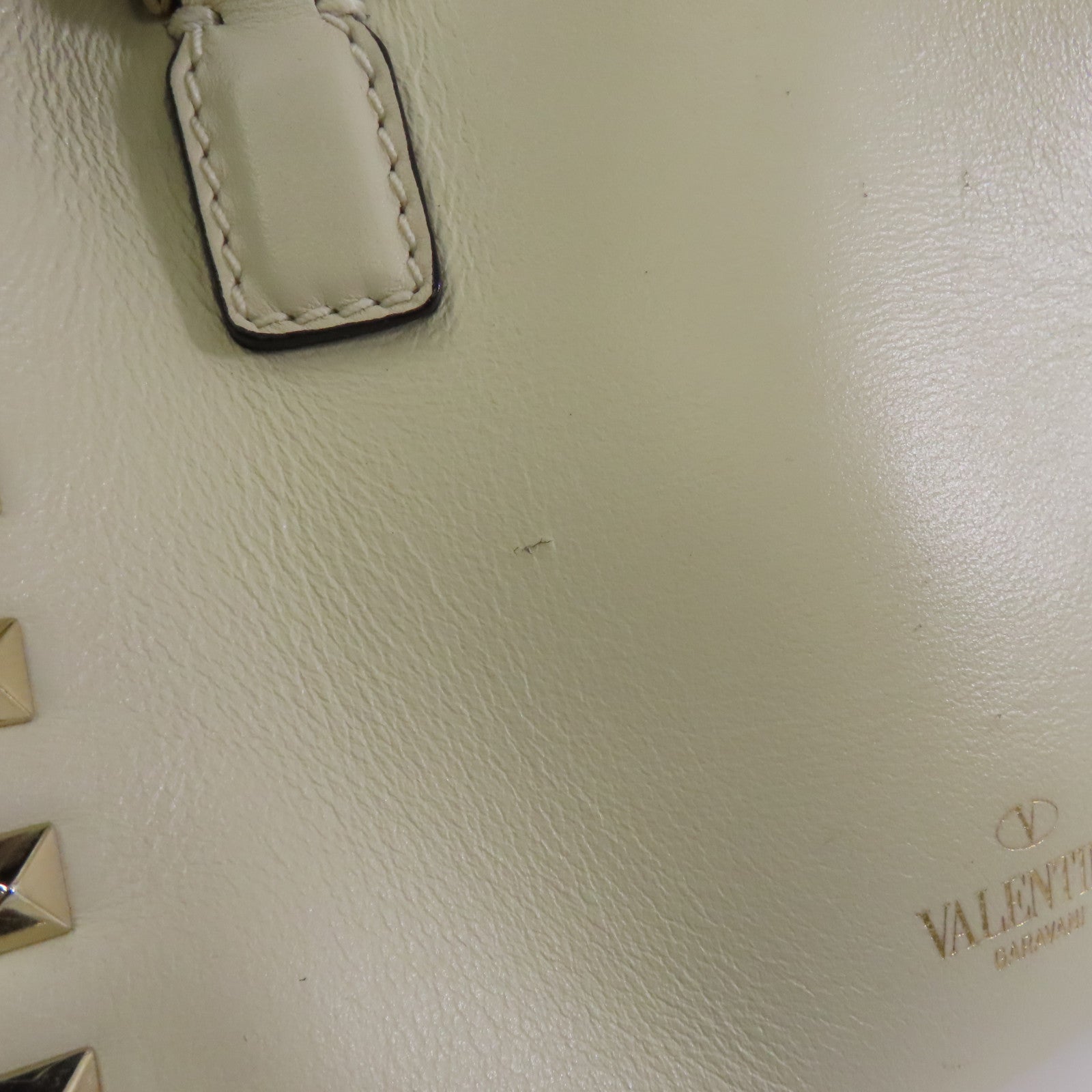 Valentino 牛皮皮革2 Way Shoulder金扣手挽肩背兩用袋白色