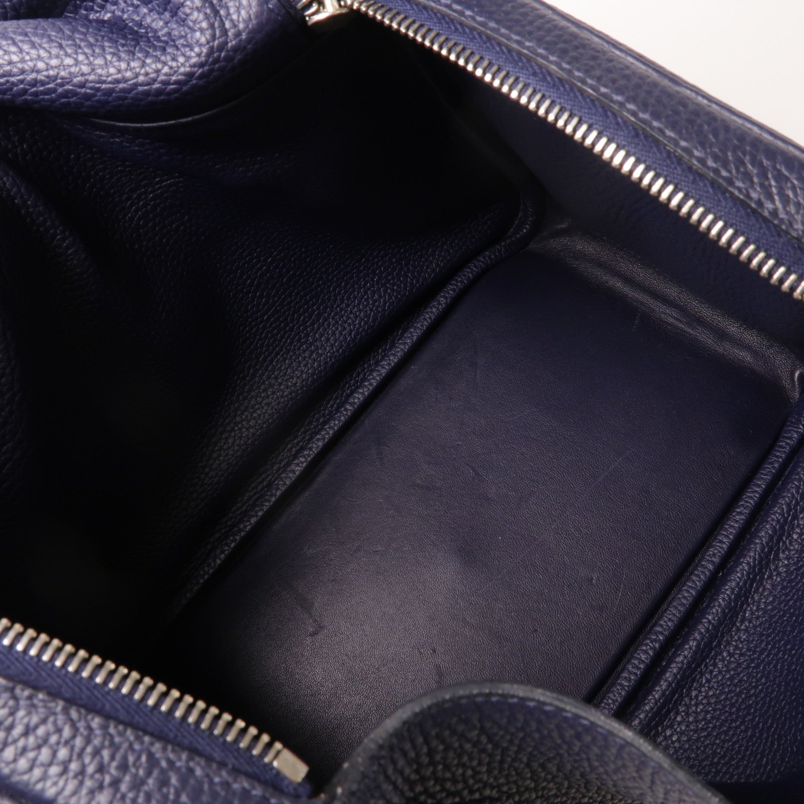 HERMES Clemence皮革銀扣Lindy 30肩背袋Bleu Nuit