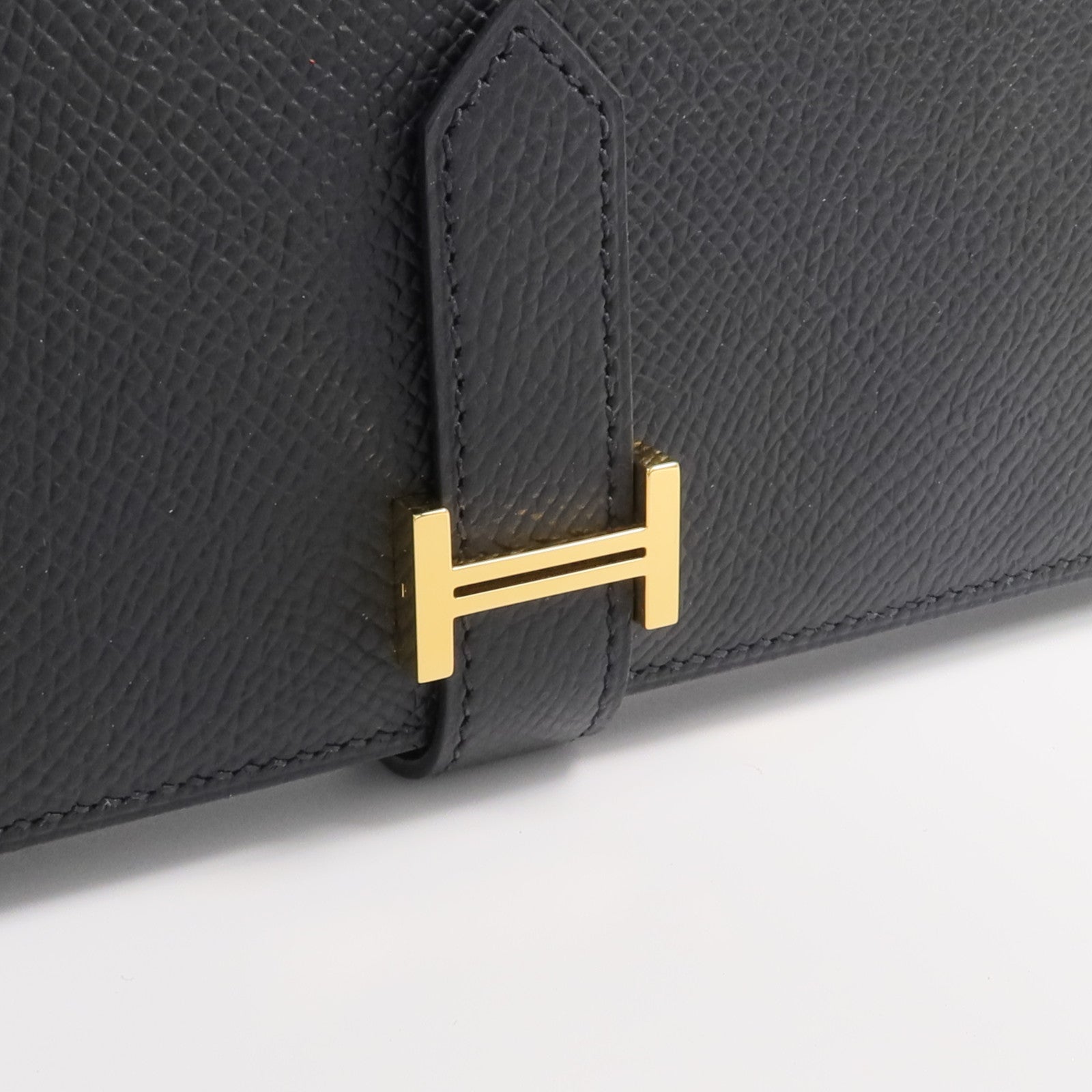HERMES Epsom皮革Bearn Wallet金扣長錢包Noir