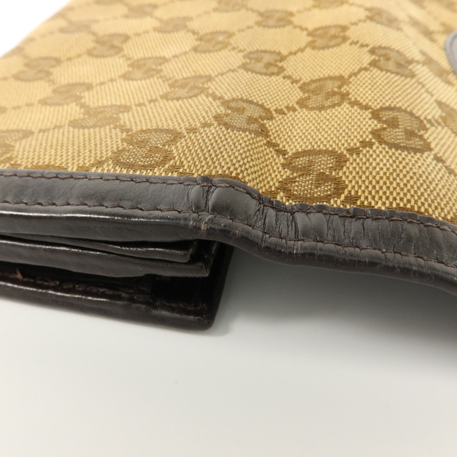 GUCCI GG帆布/牛皮皮革Long Walle金扣t長錢包