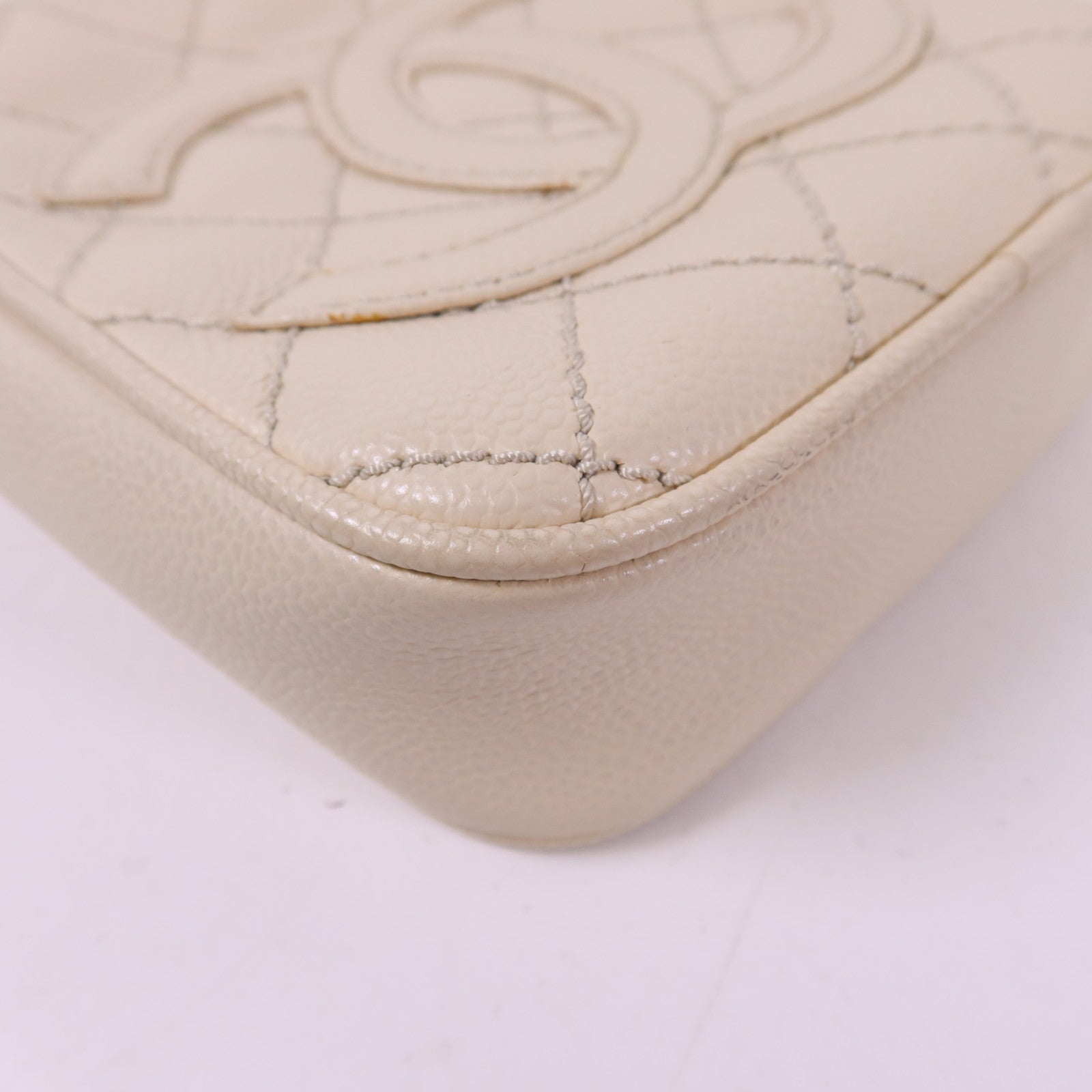 CHANEL 牛皮皮革Shoulder Bag銀扣肩背袋