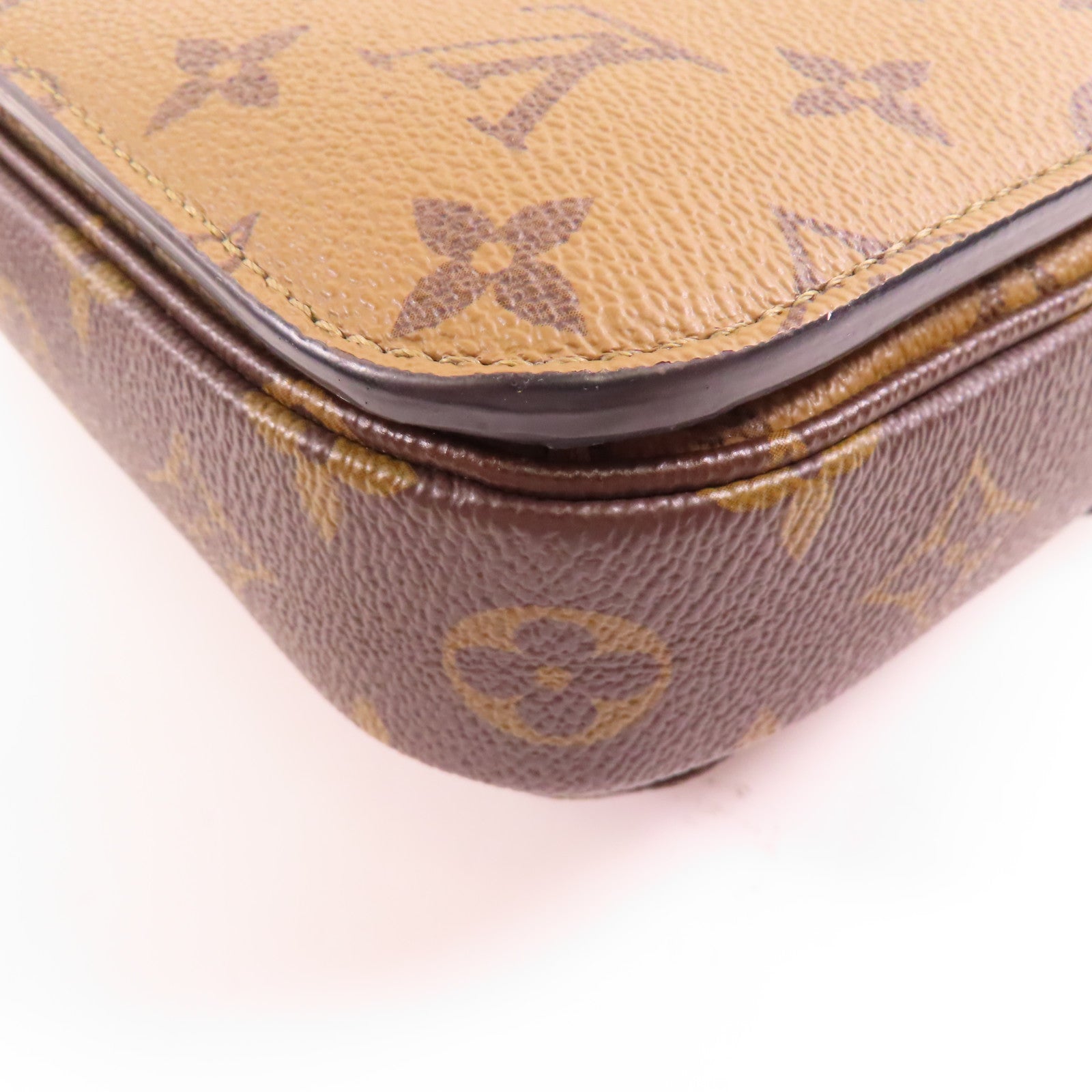 LOUIS VUITTON Monogram Reverse Pochette Metis金扣手挽肩背兩用袋棕色