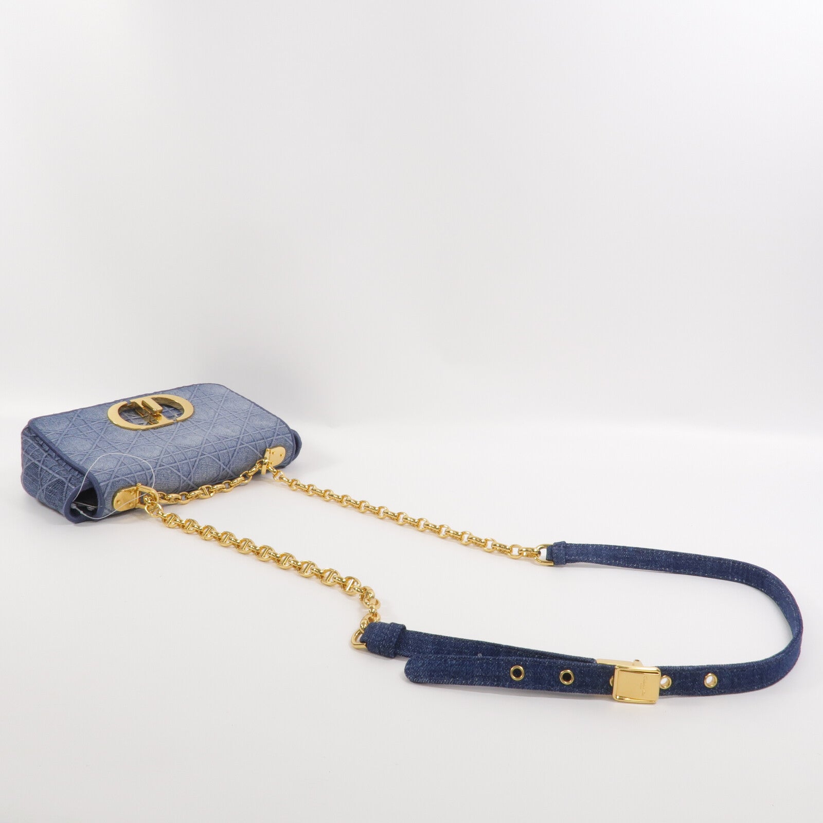 Dior 牛仔布Caro Small鏈帶肩背袋