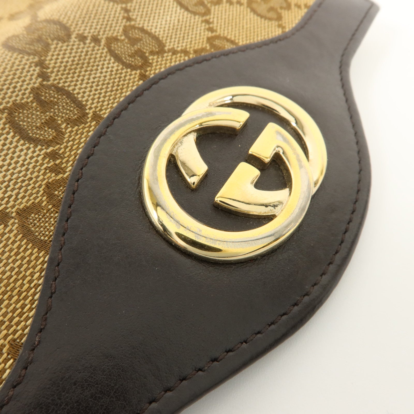 GUCCI GG帆布/牛皮皮革Long Walle金扣t長錢包
