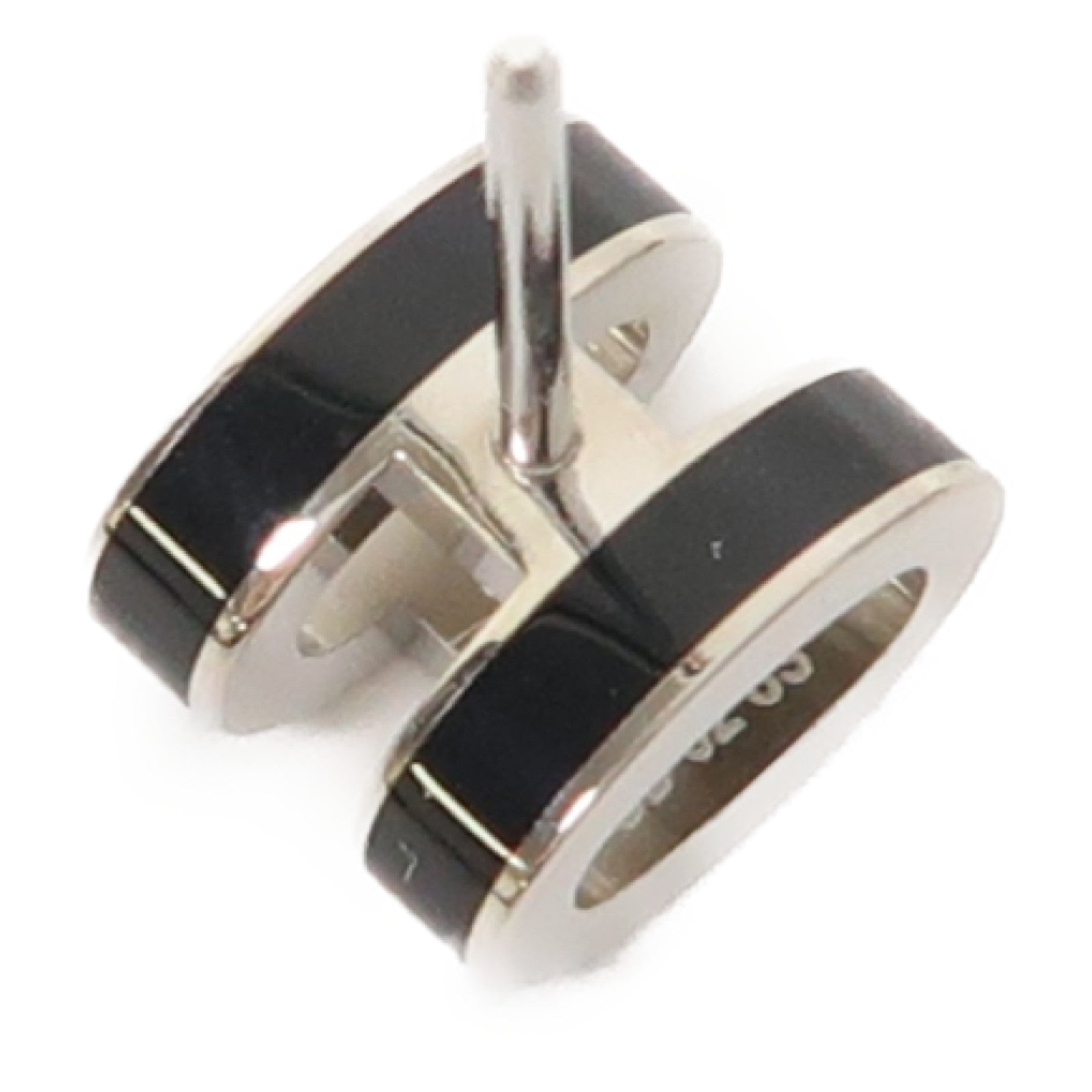 HERMES 金屬Mini Pop H Earrings銀扣耳環黑色