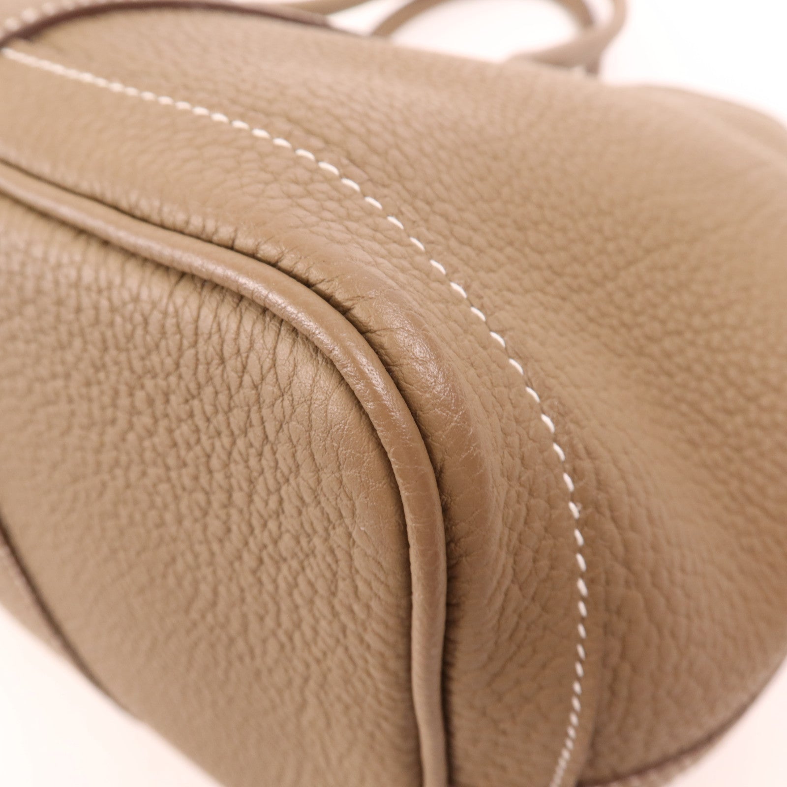 HERMES Negonda皮革Garden Party PM銀扣手挽袋Etoupe