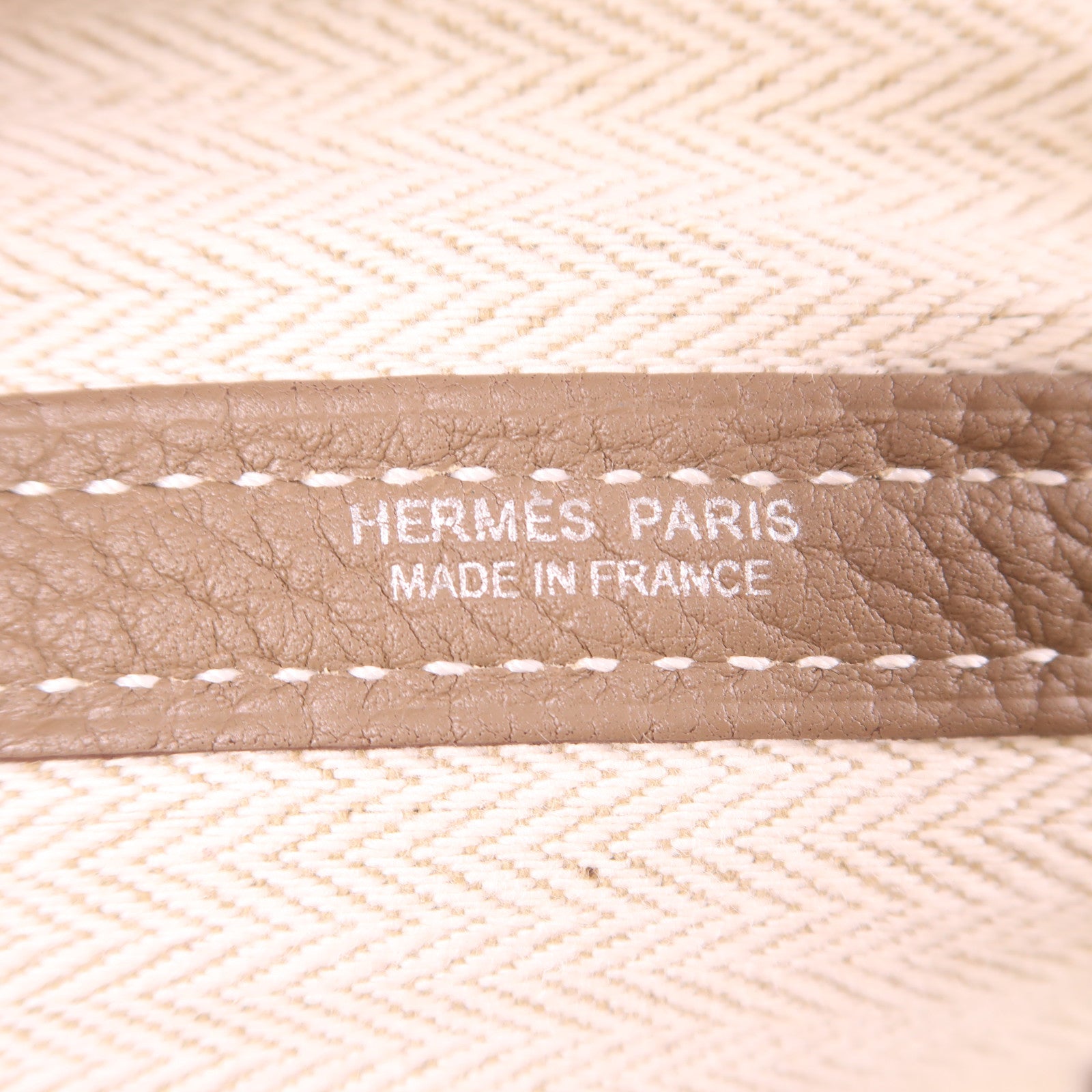 HERMES Negonda皮革Garden Party PM銀扣手挽袋Etoupe