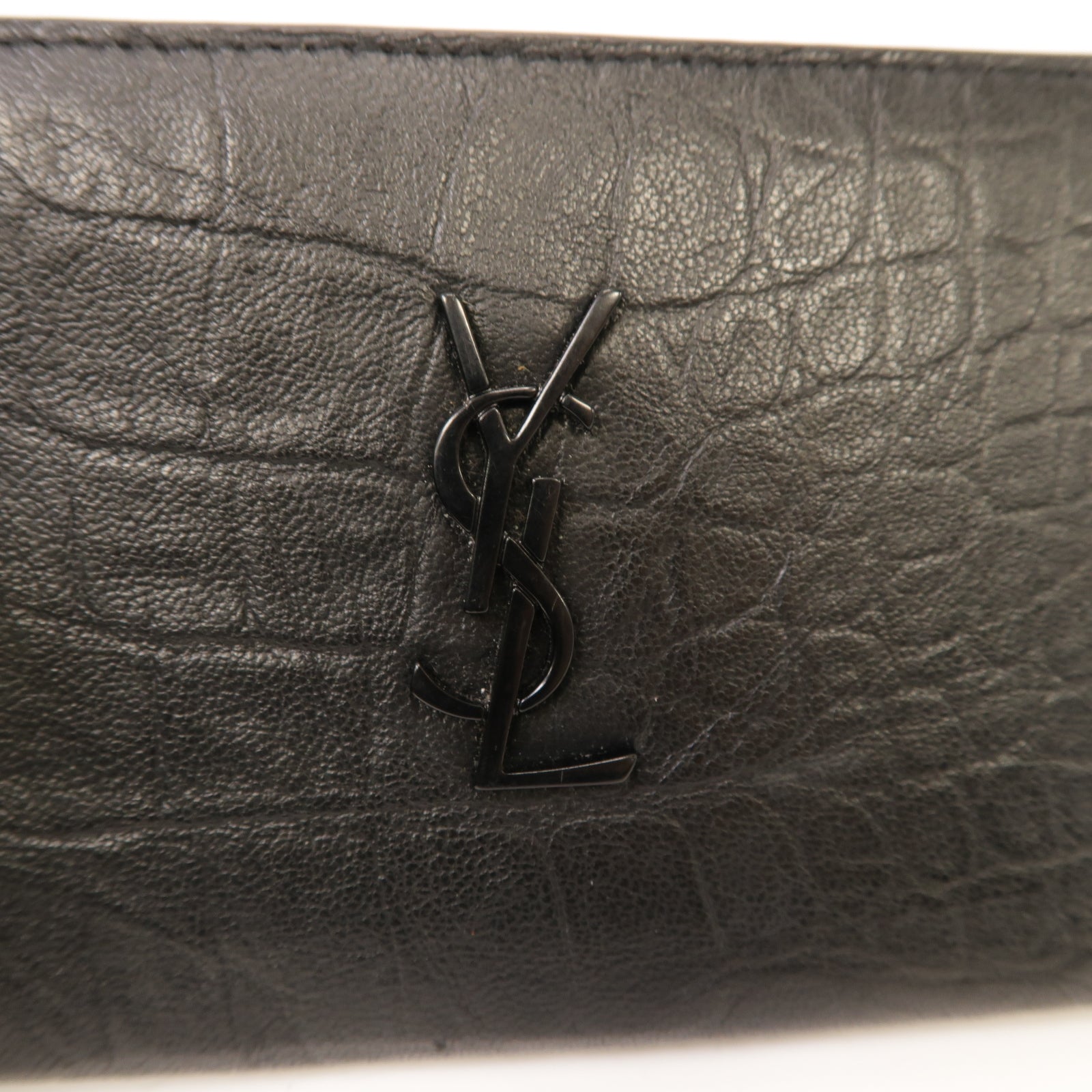 SAINT LAURENT 牛皮皮革Wallet銀扣錢包黑色