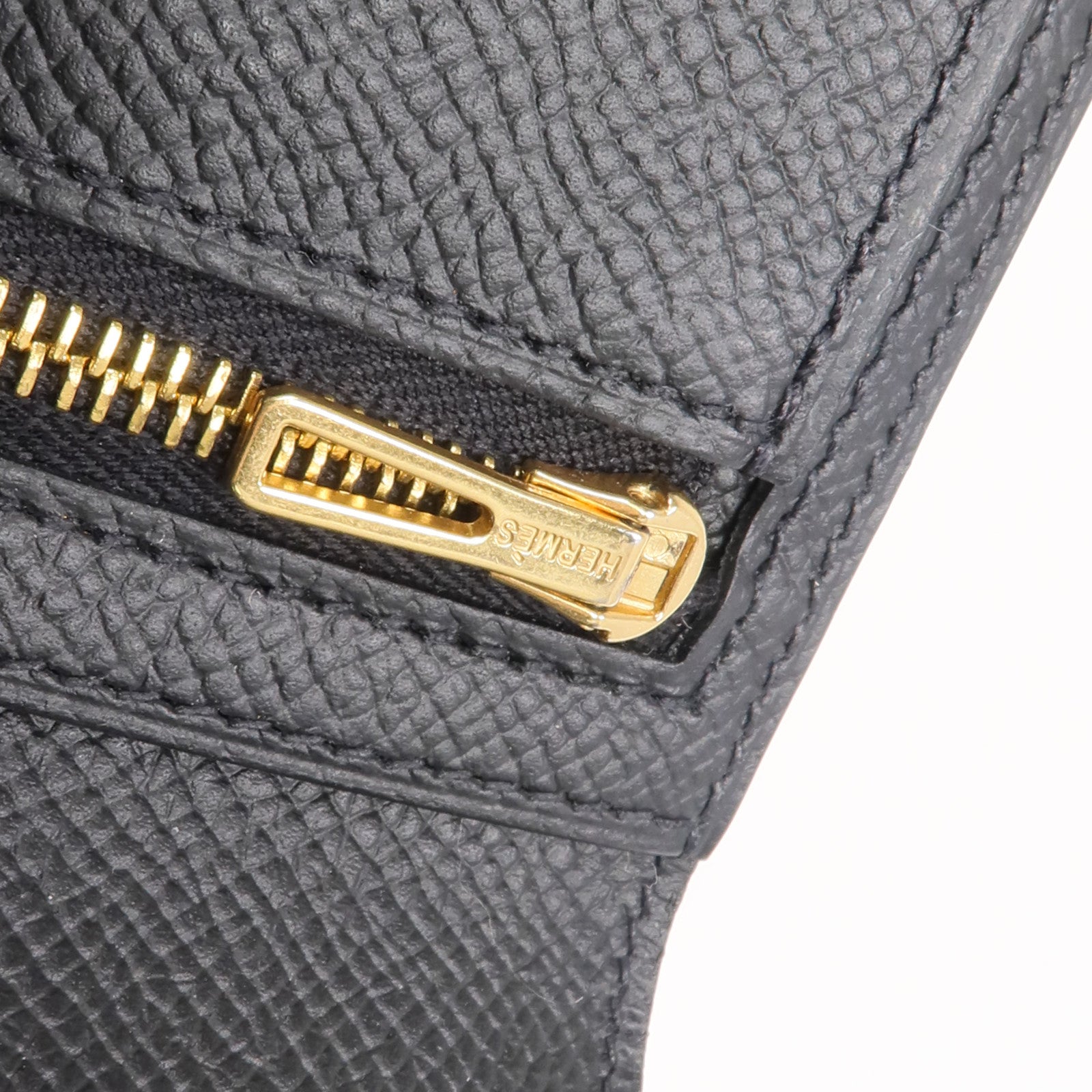 HERMES Epsom皮革Bearn Wallet金扣長錢包Noir