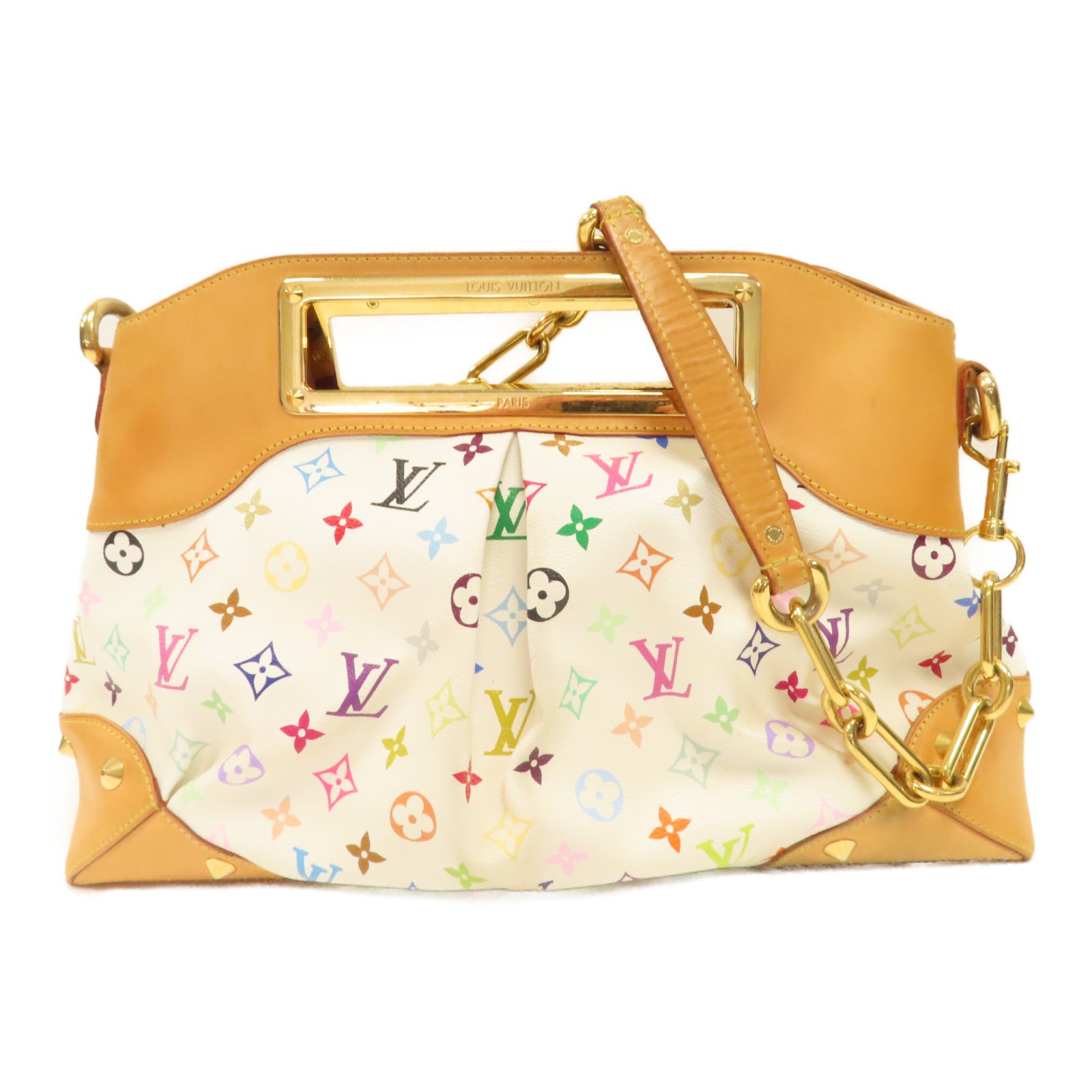 LOUIS VUITTON Monogram Multicolore Judy GM金扣手挽肩背兩用袋白色/彩色