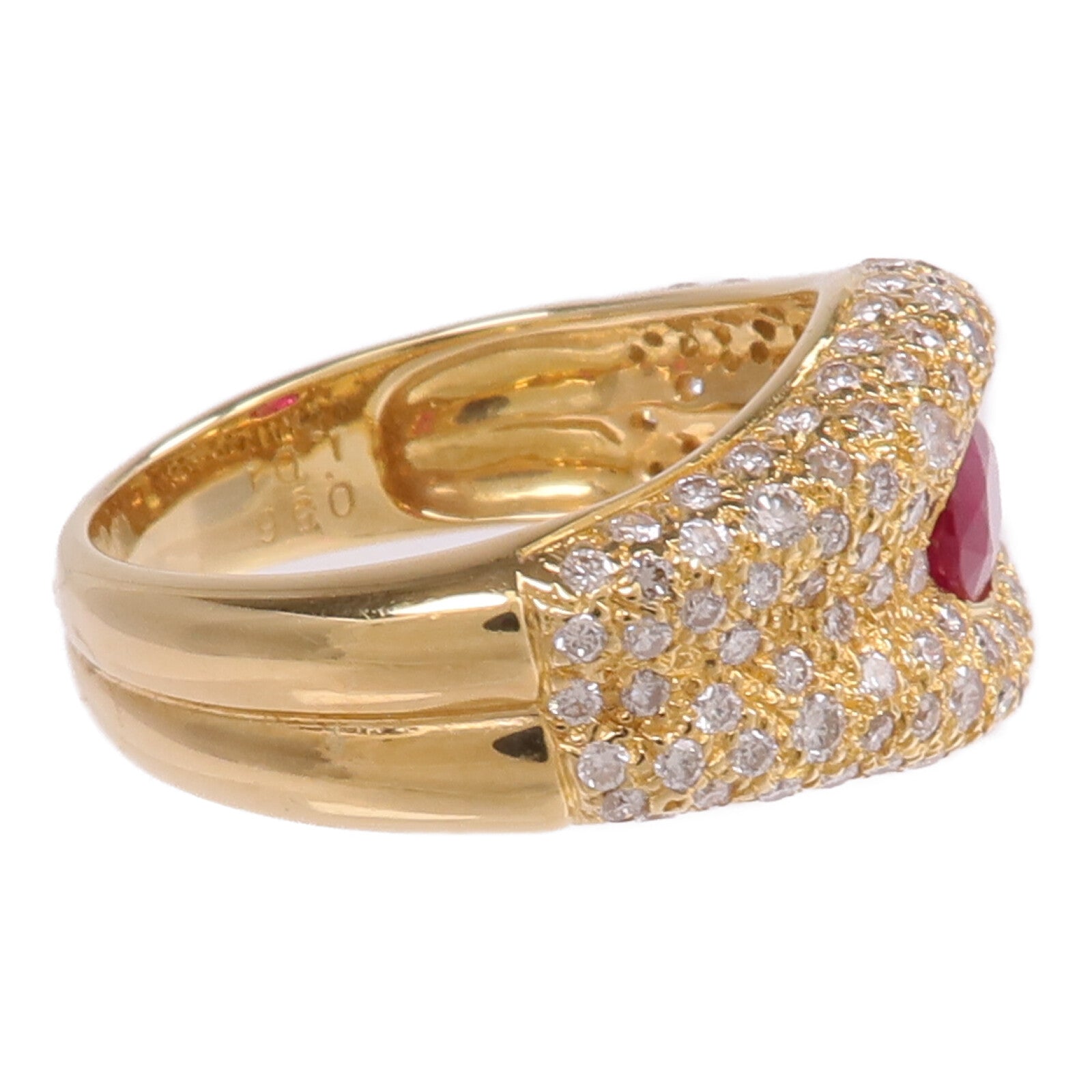JEWELRY 18K黃金Ruby Diamond Ring紅寶石/鑽石戒指US#6.5
