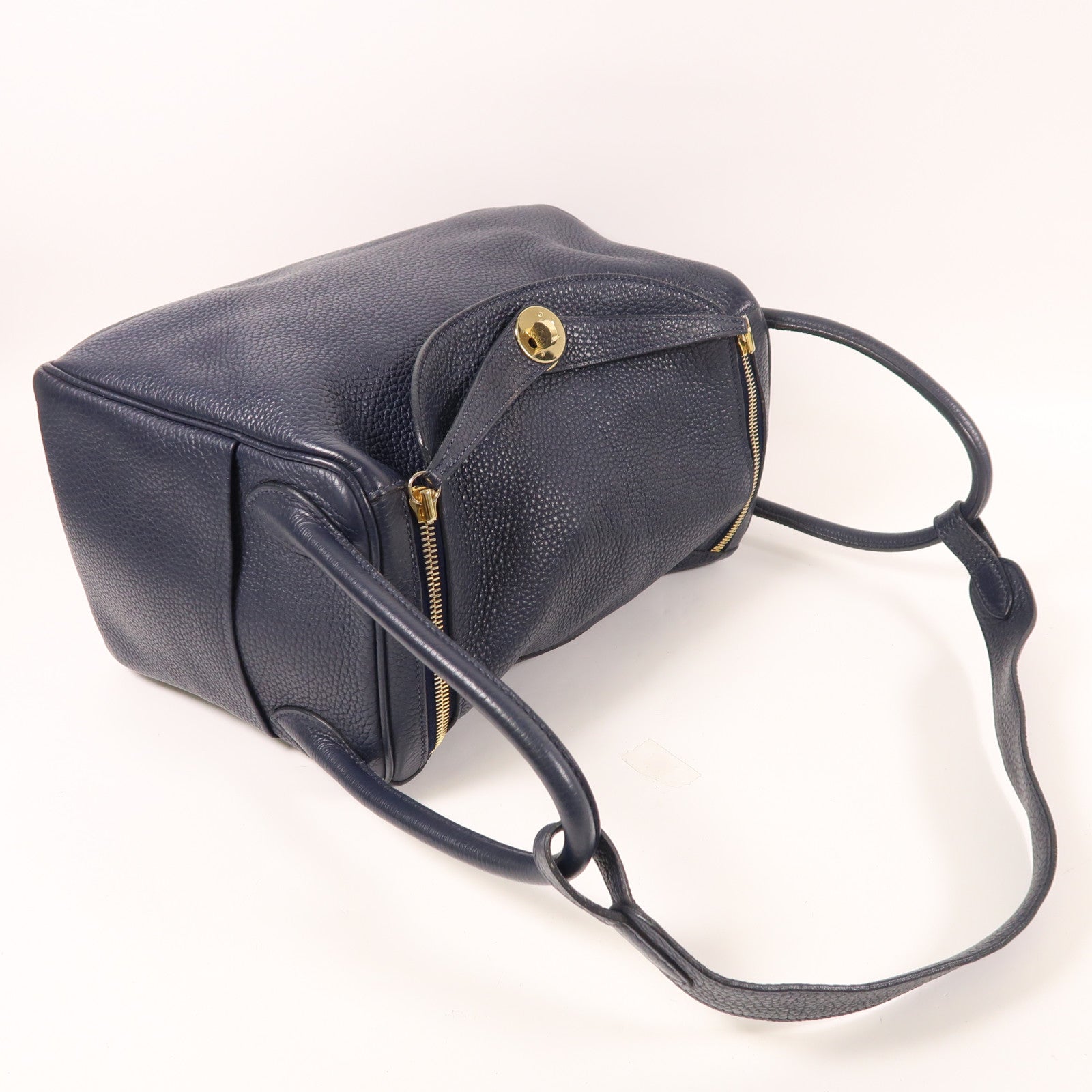 HERMES 【激減優惠】皮革Lindy 30手挽肩背兩用袋Blue Nuit