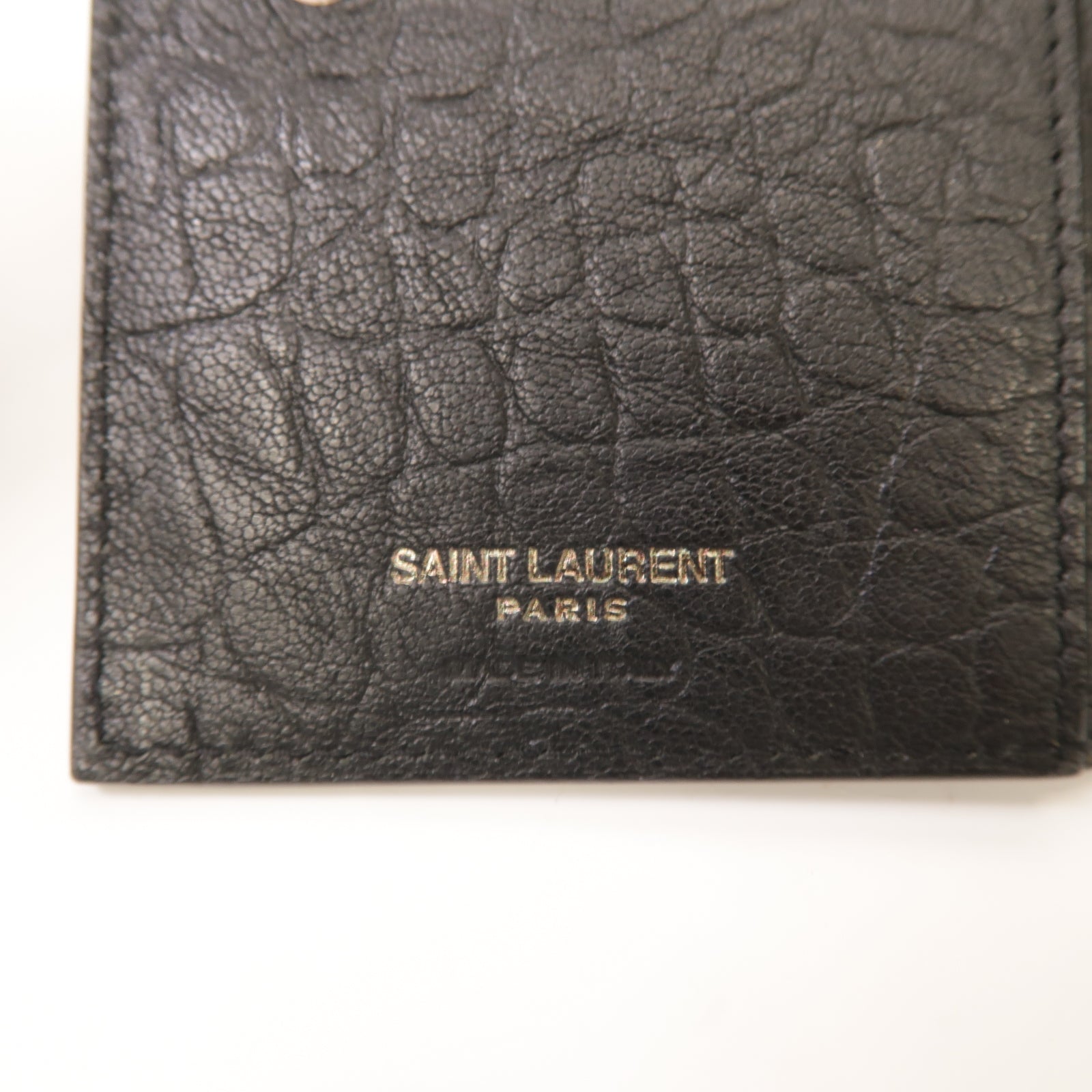 SAINT LAURENT 牛皮皮革Wallet銀扣錢包黑色