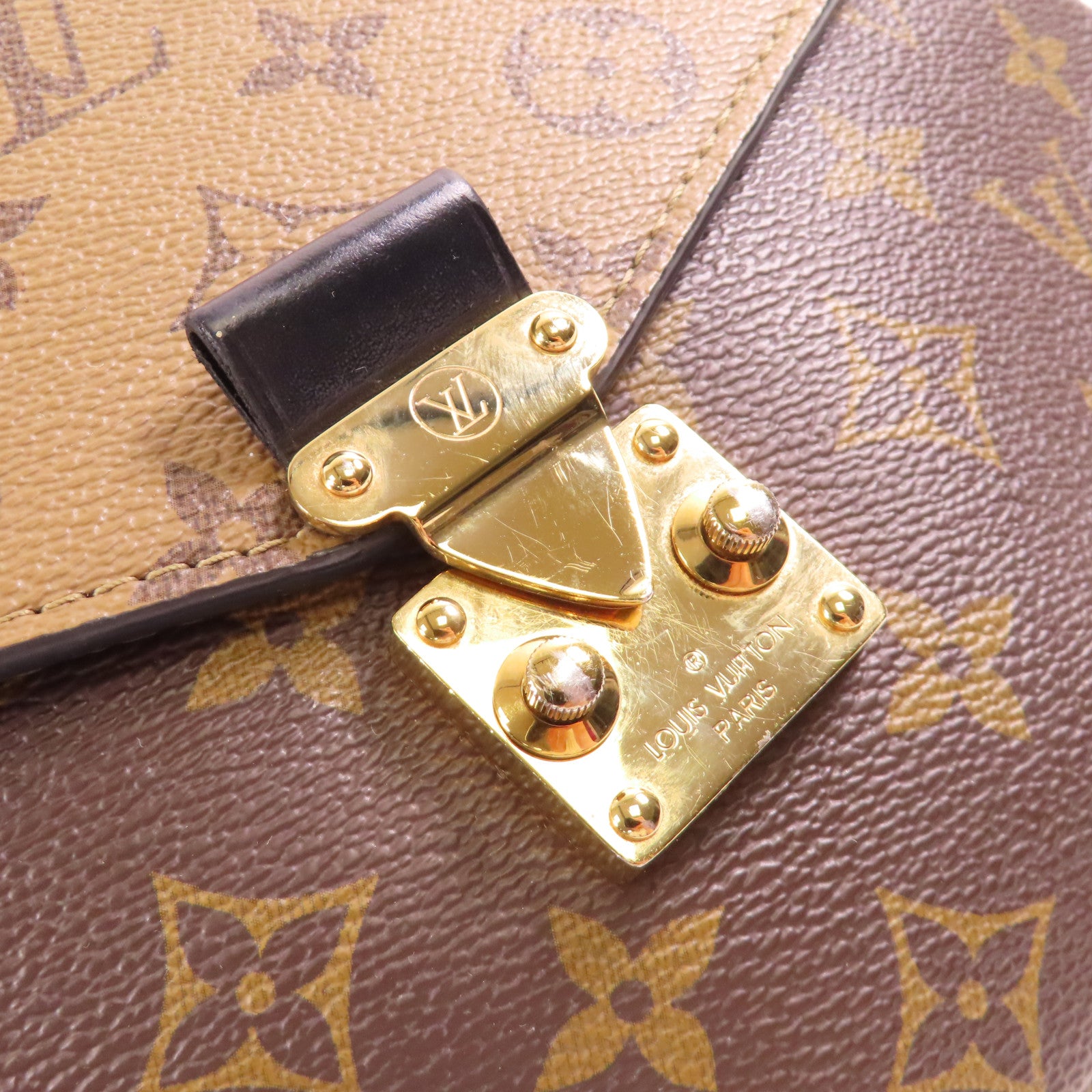 LOUIS VUITTON Monogram Reverse Pochette Metis金扣手挽肩背兩用袋棕色