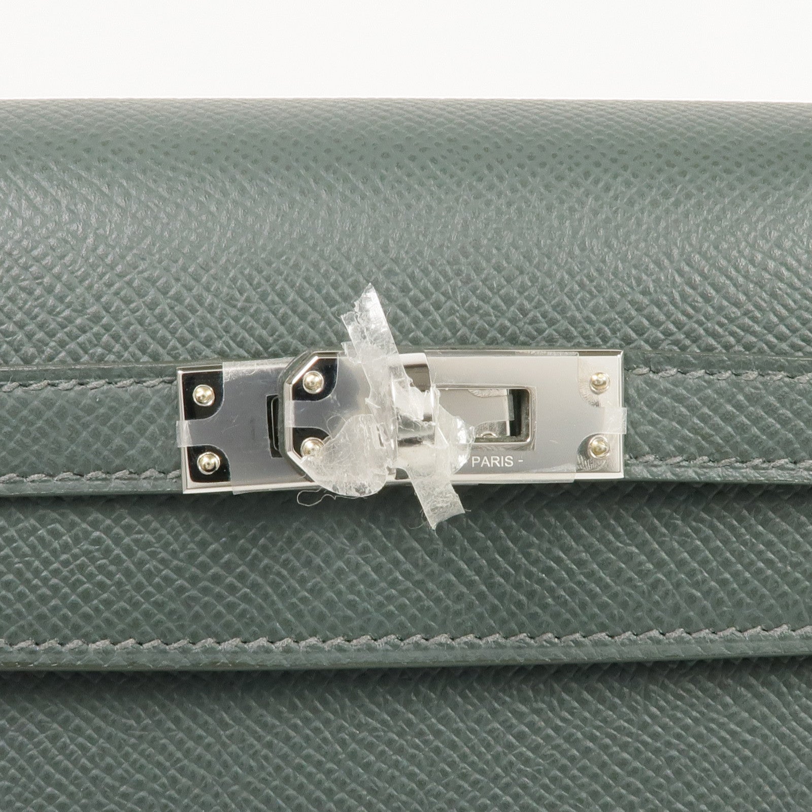 HERMES Epsom皮革Kelly 25銀扣手挽肩背兩用袋Vert Mangrove