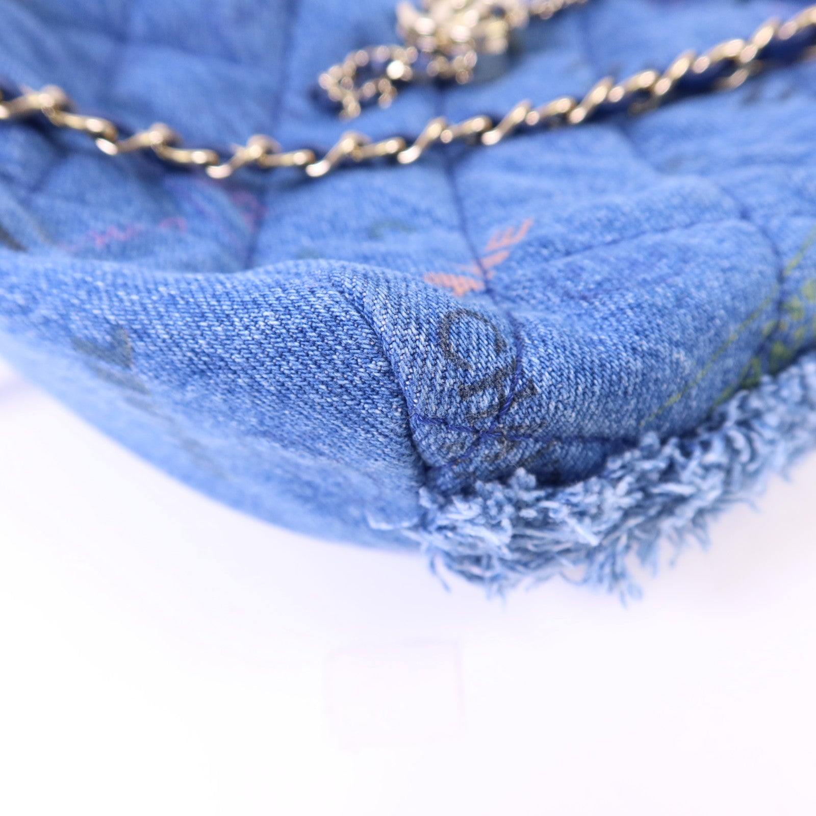 CHANEL 【激減優惠】牛仔布料Denim Mood Chain Bucket Bag金扣鏈帶肩背袋