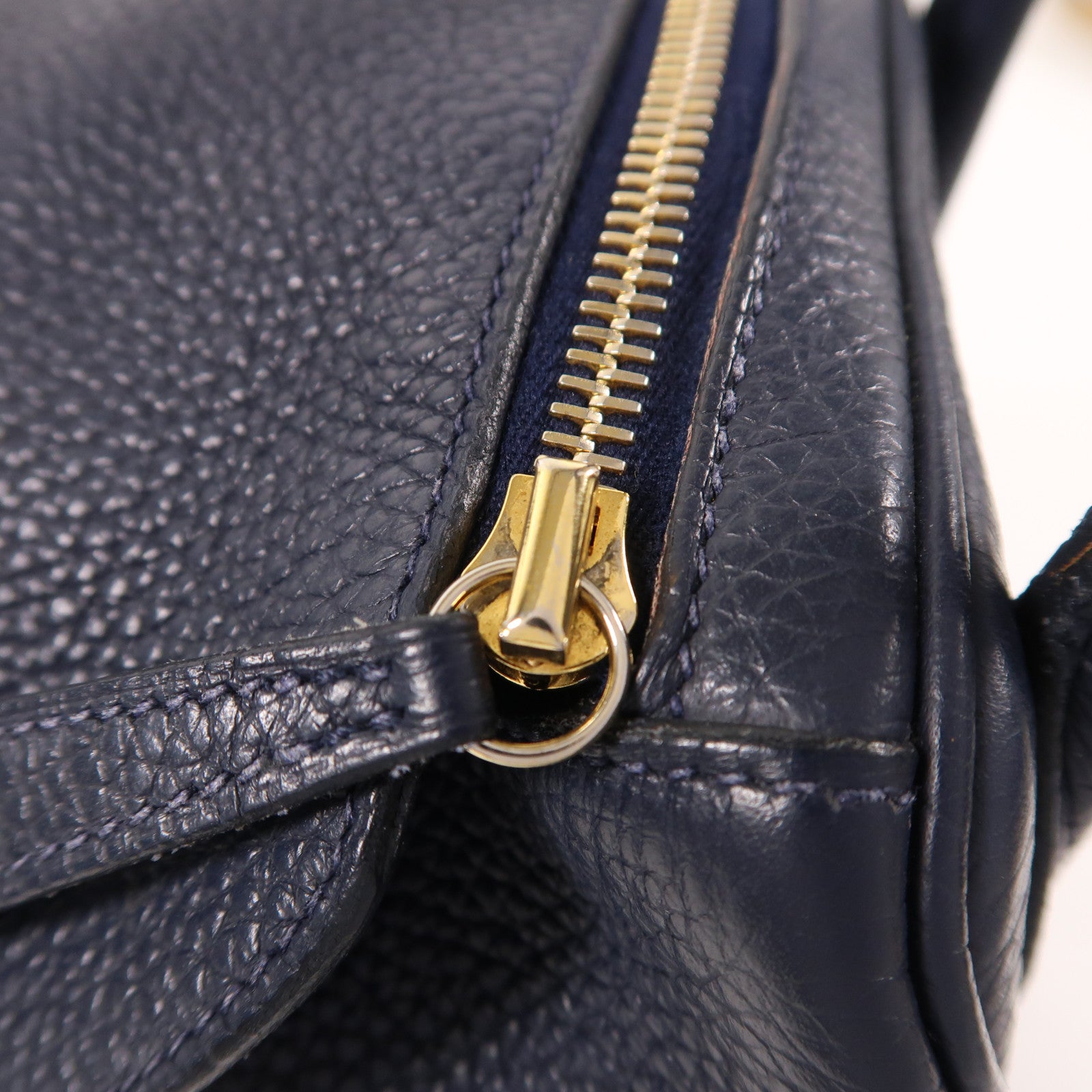 HERMES 【激減優惠】皮革Lindy 30手挽肩背兩用袋Blue Nuit
