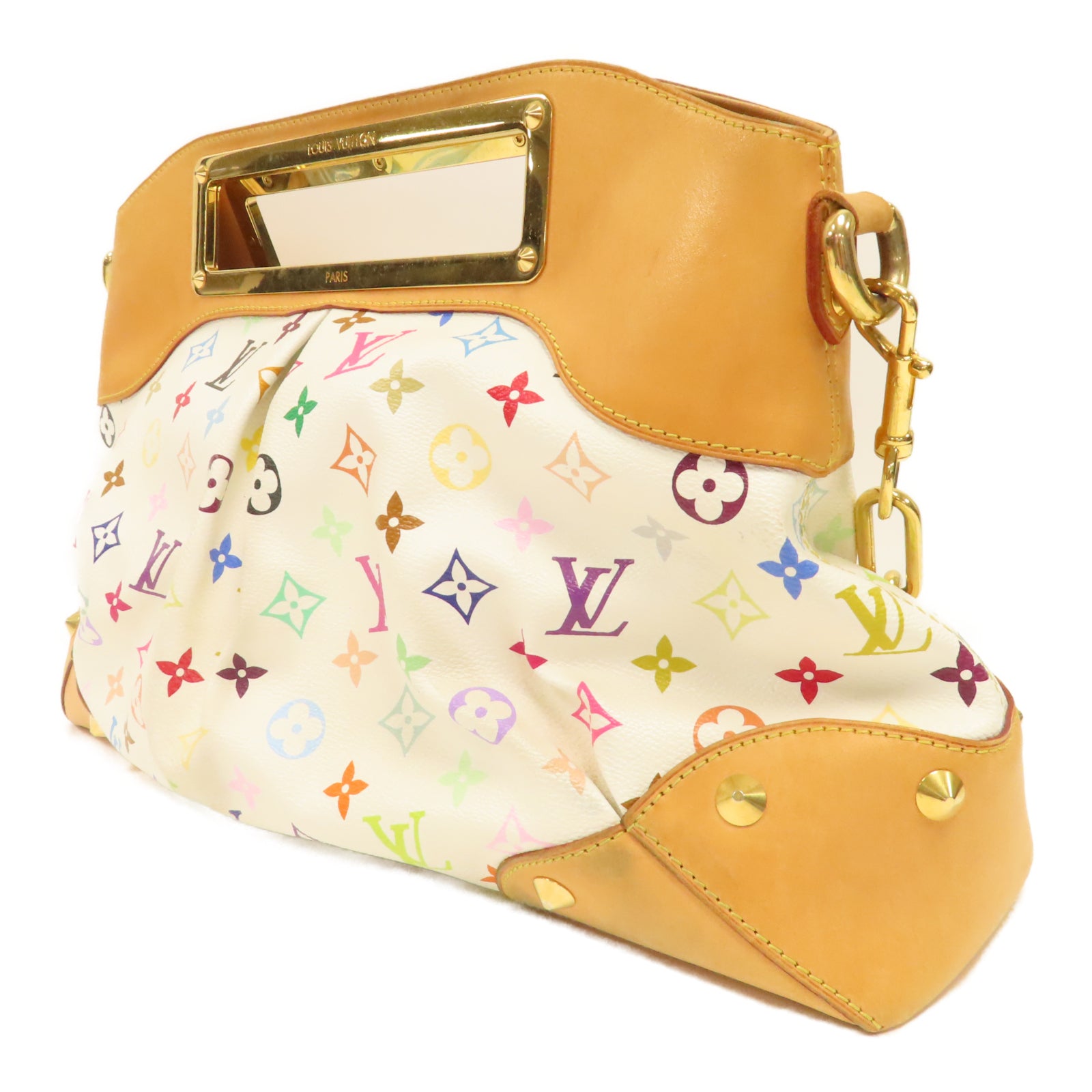 LOUIS VUITTON Monogram Multicolore Judy GM金扣手挽肩背兩用袋白色/彩色