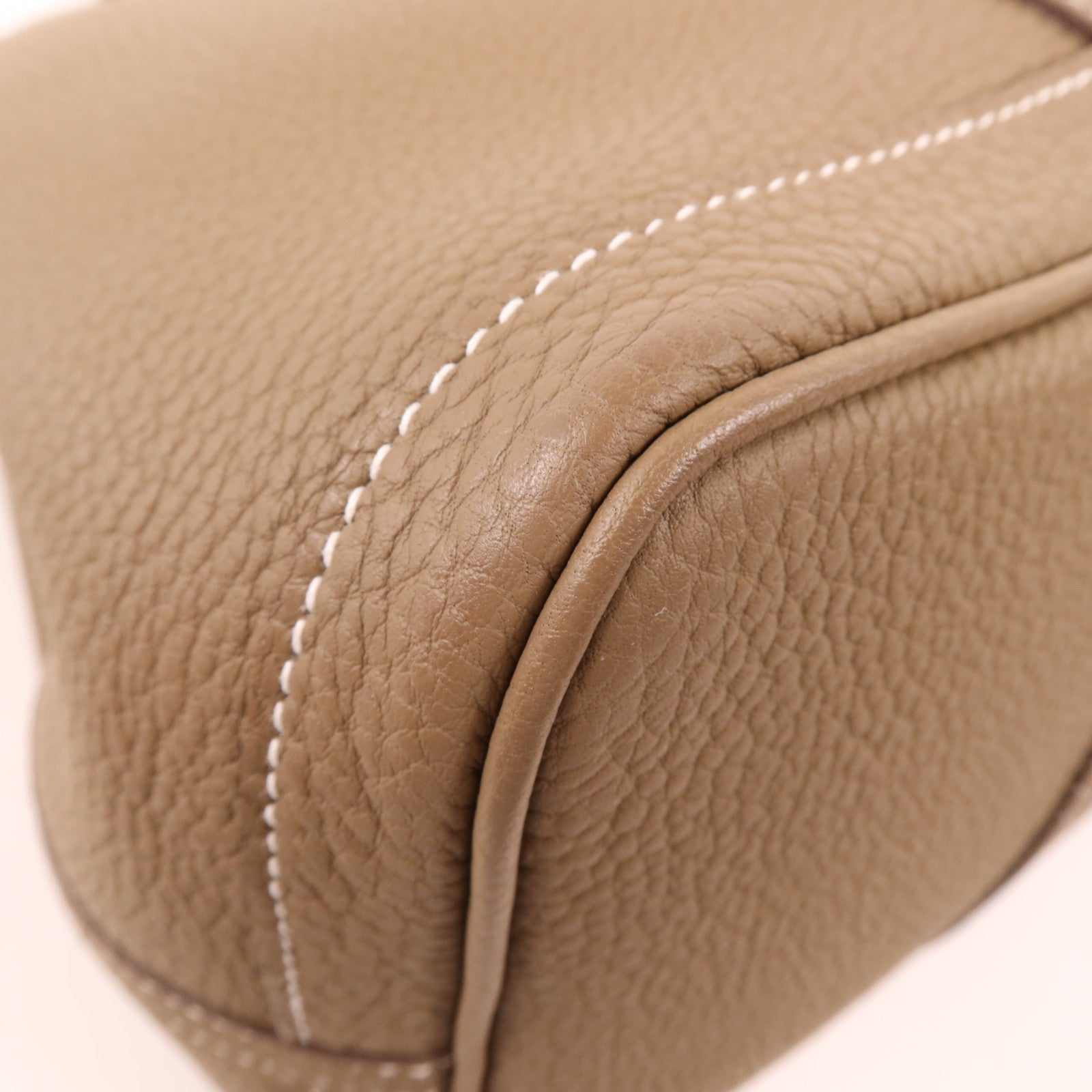 HERMES Negonda皮革Garden Party PM銀扣手挽袋Etoupe