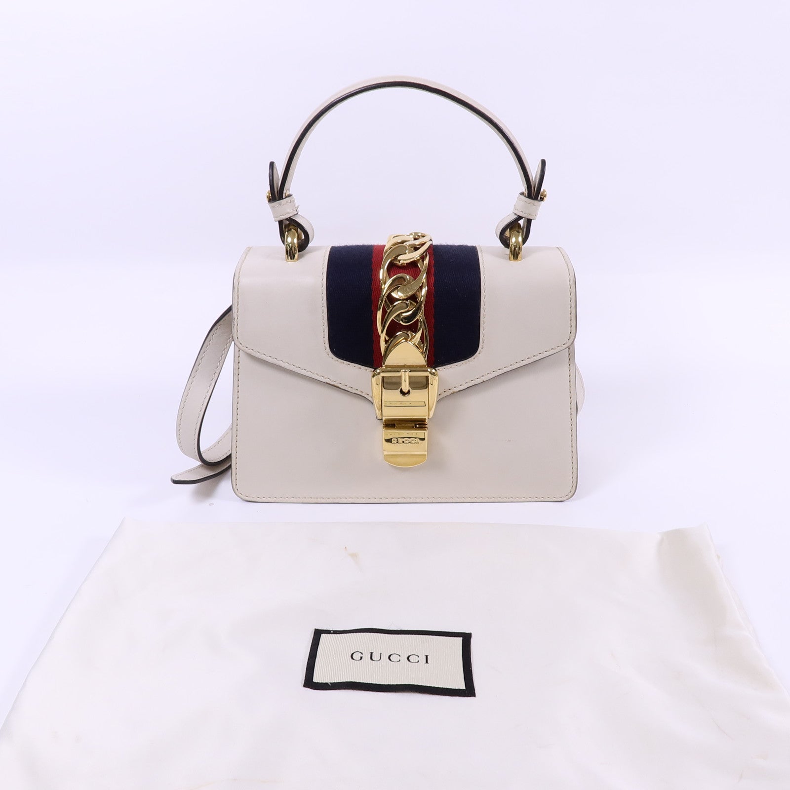 GUCCI 皮革Sylvie Chain Shoulder Bag金扣肩背袋