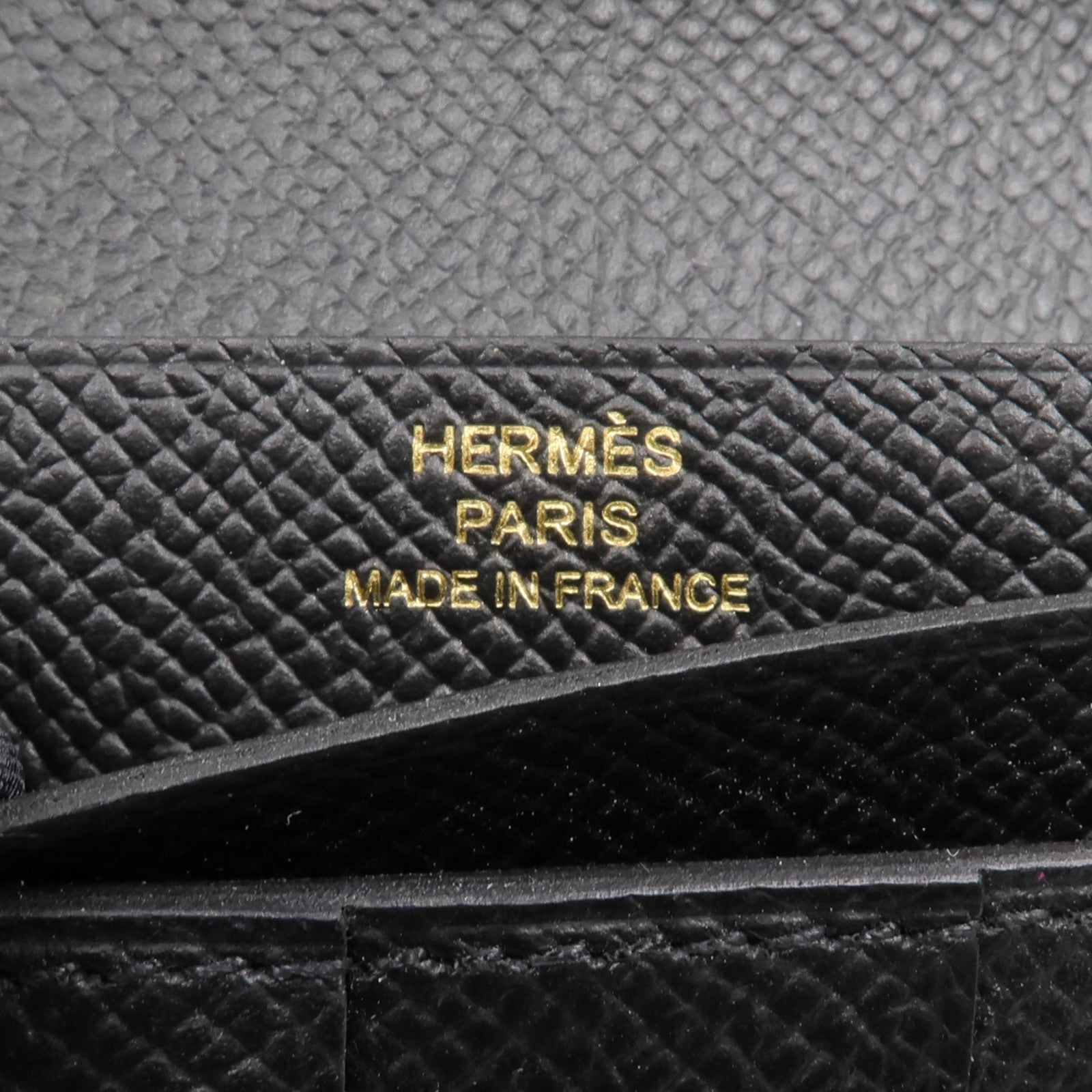 HERMES Epsom皮革Bearn Wallet金扣長錢包Noir