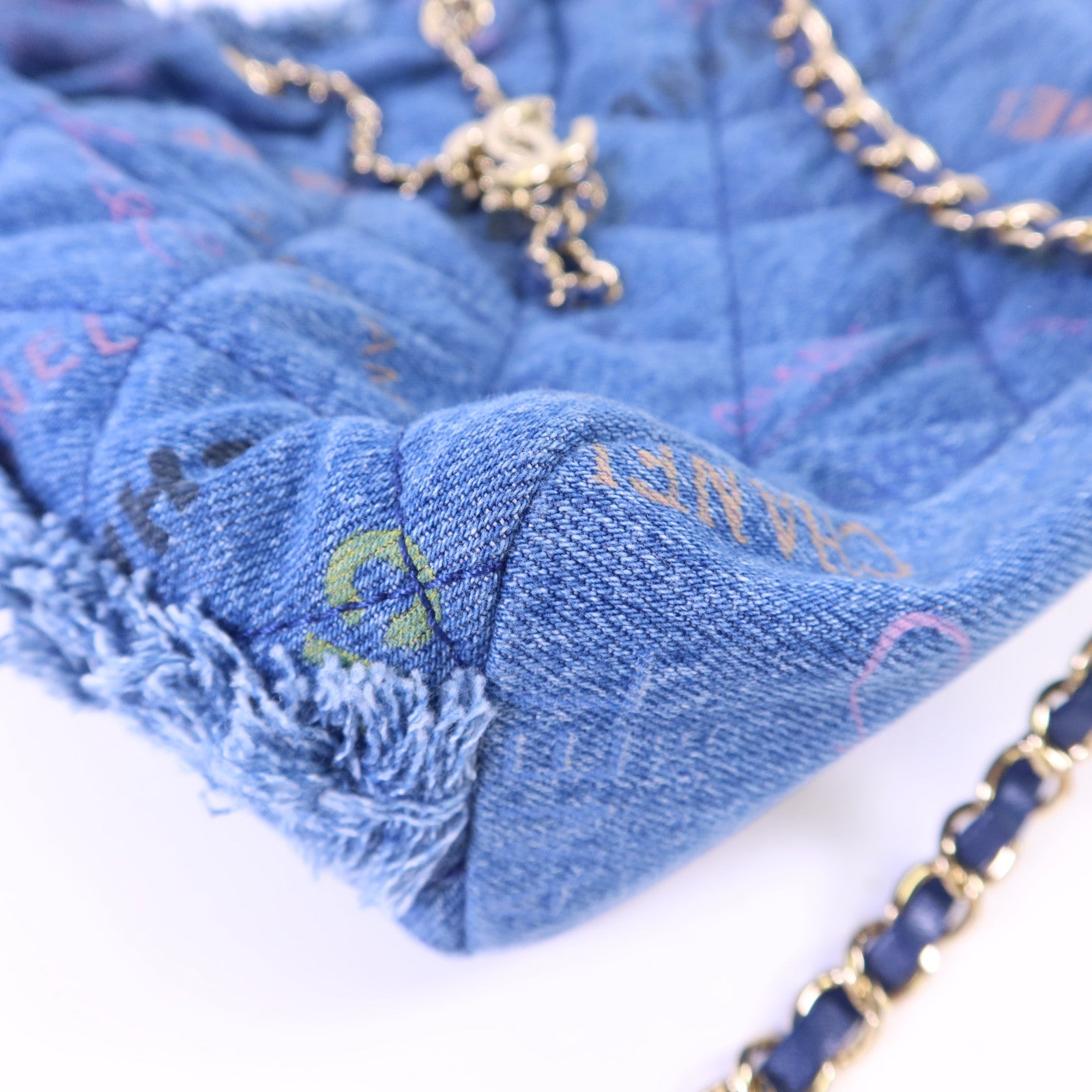 CHANEL 【激減優惠】牛仔布料Denim Mood Chain Bucket Bag金扣鏈帶肩背袋