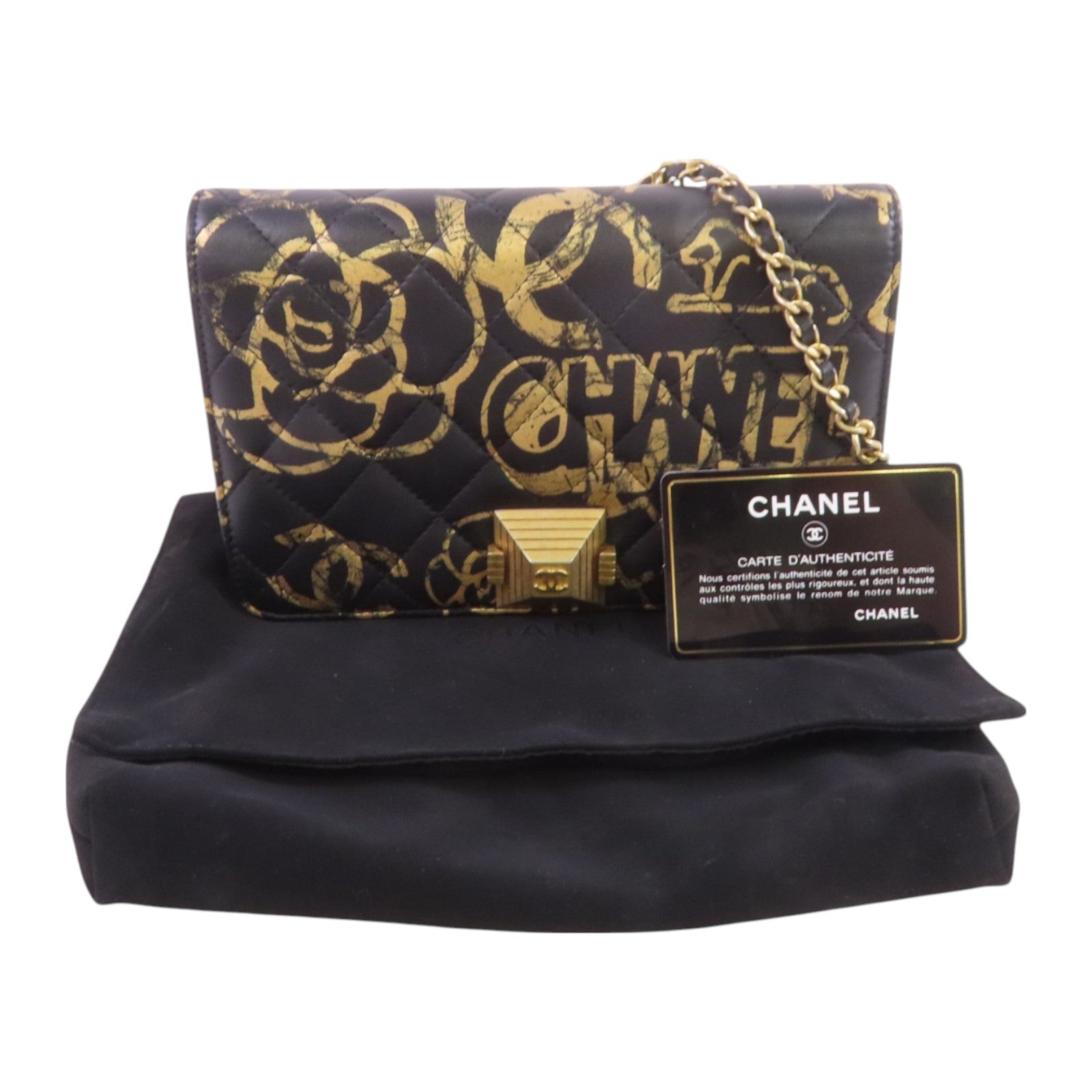 CHANEL 牛皮皮革WOC Wallet On Chain金扣鏈帶肩背袋
