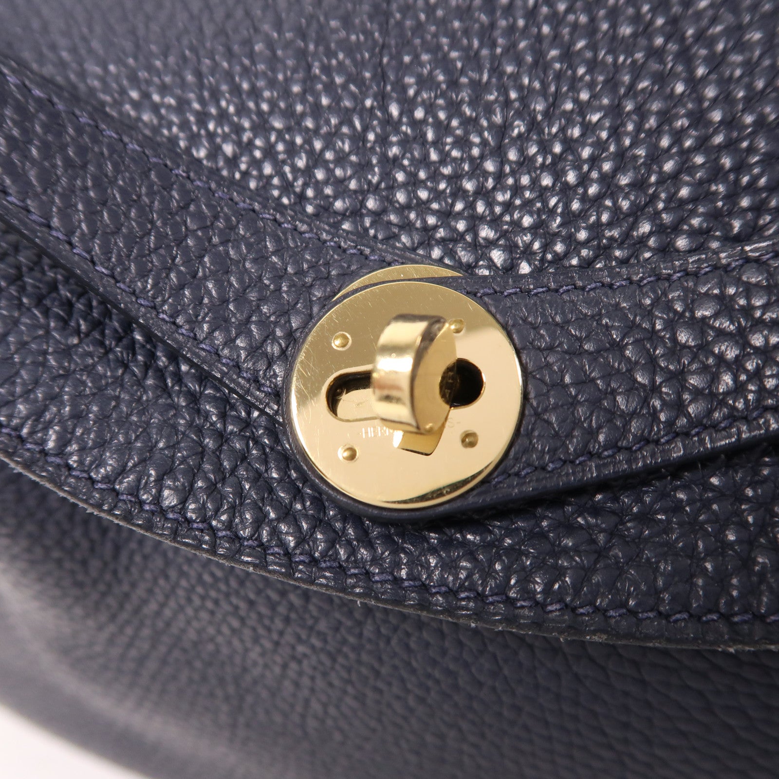 HERMES 皮革Lindy 30手挽肩背兩用袋Blue Nuit