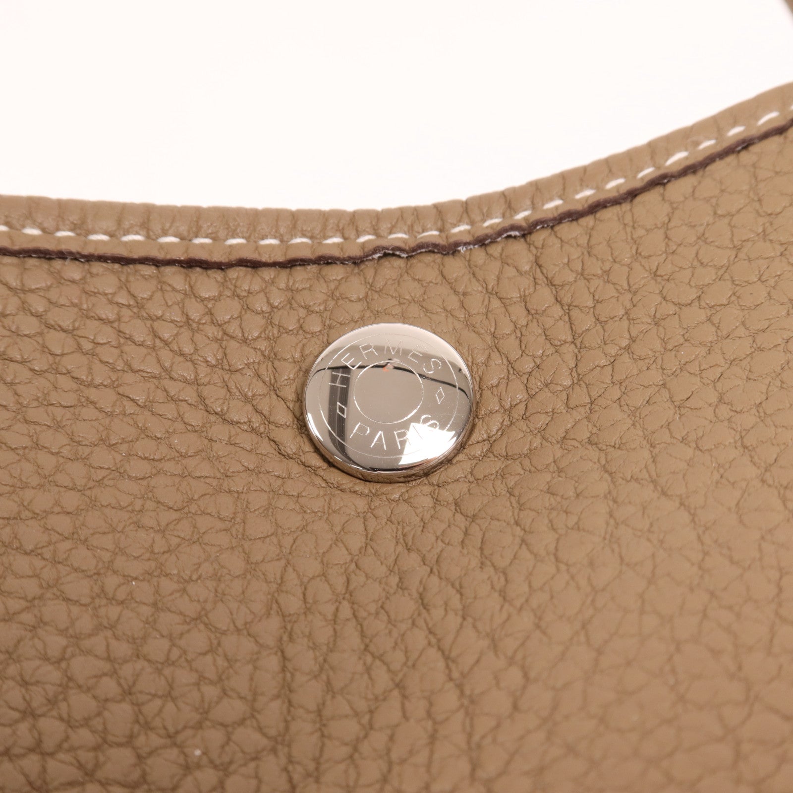 HERMES Negonda皮革Garden Party PM銀扣手挽袋Etoupe