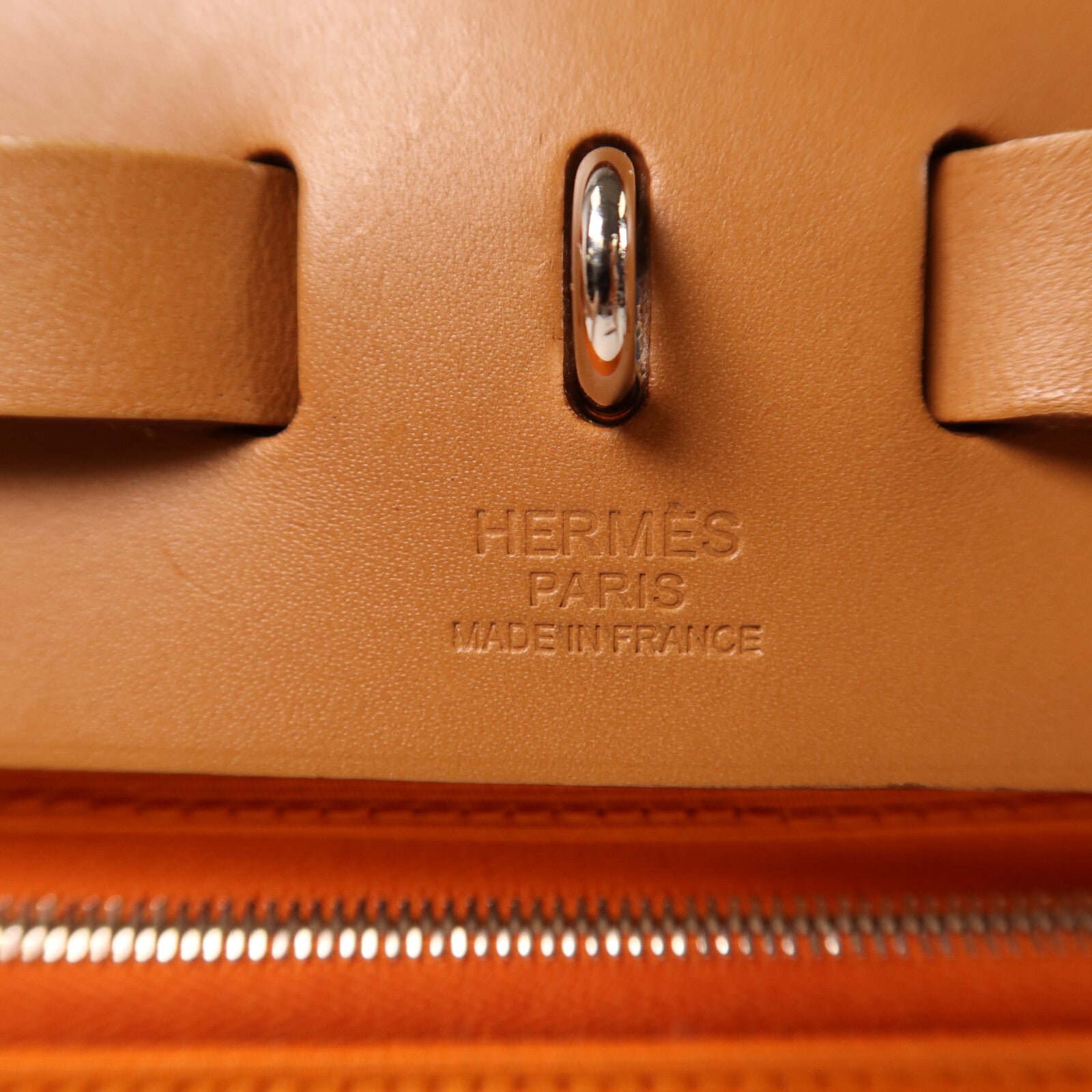 HERMES 帆布Herbag PM銀扣手挽肩背兩用袋Orange