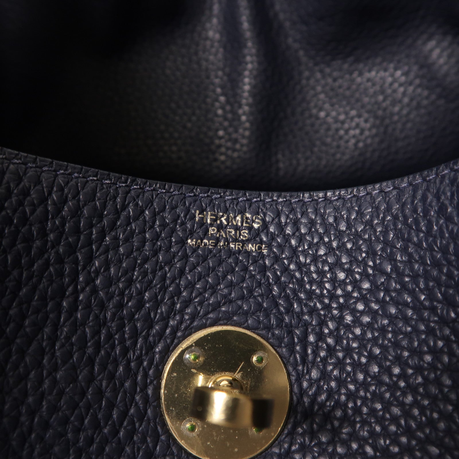HERMES 【激減優惠】皮革Lindy 30手挽肩背兩用袋Blue Nuit