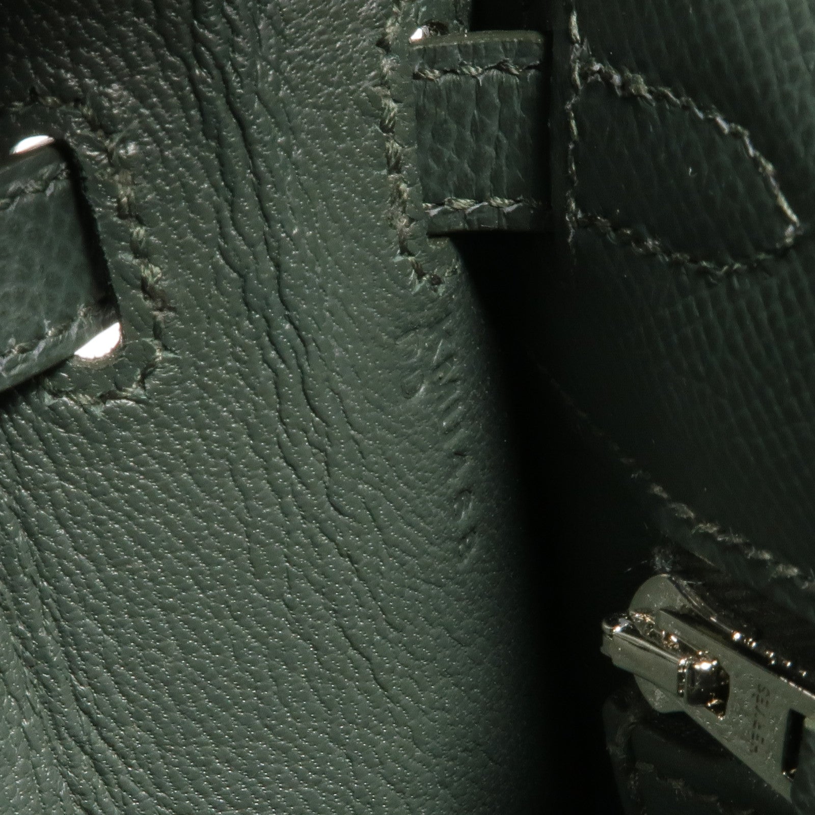 HERMES Epsom皮革Kelly 25銀扣手挽肩背兩用袋Vert Mangrove