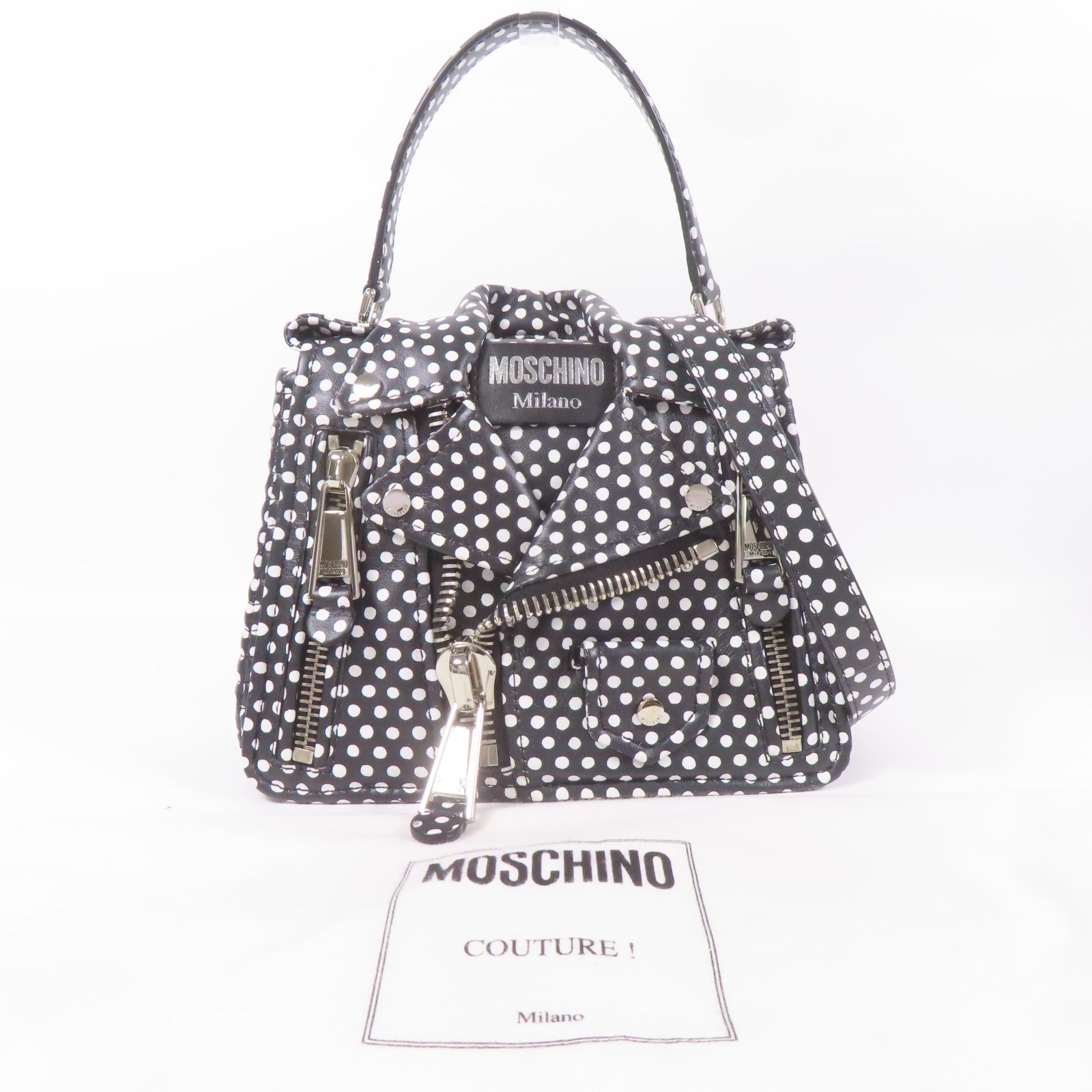 MOSCHINO 牛皮皮革Shoulder Bag銀扣手挽肩背兩用袋