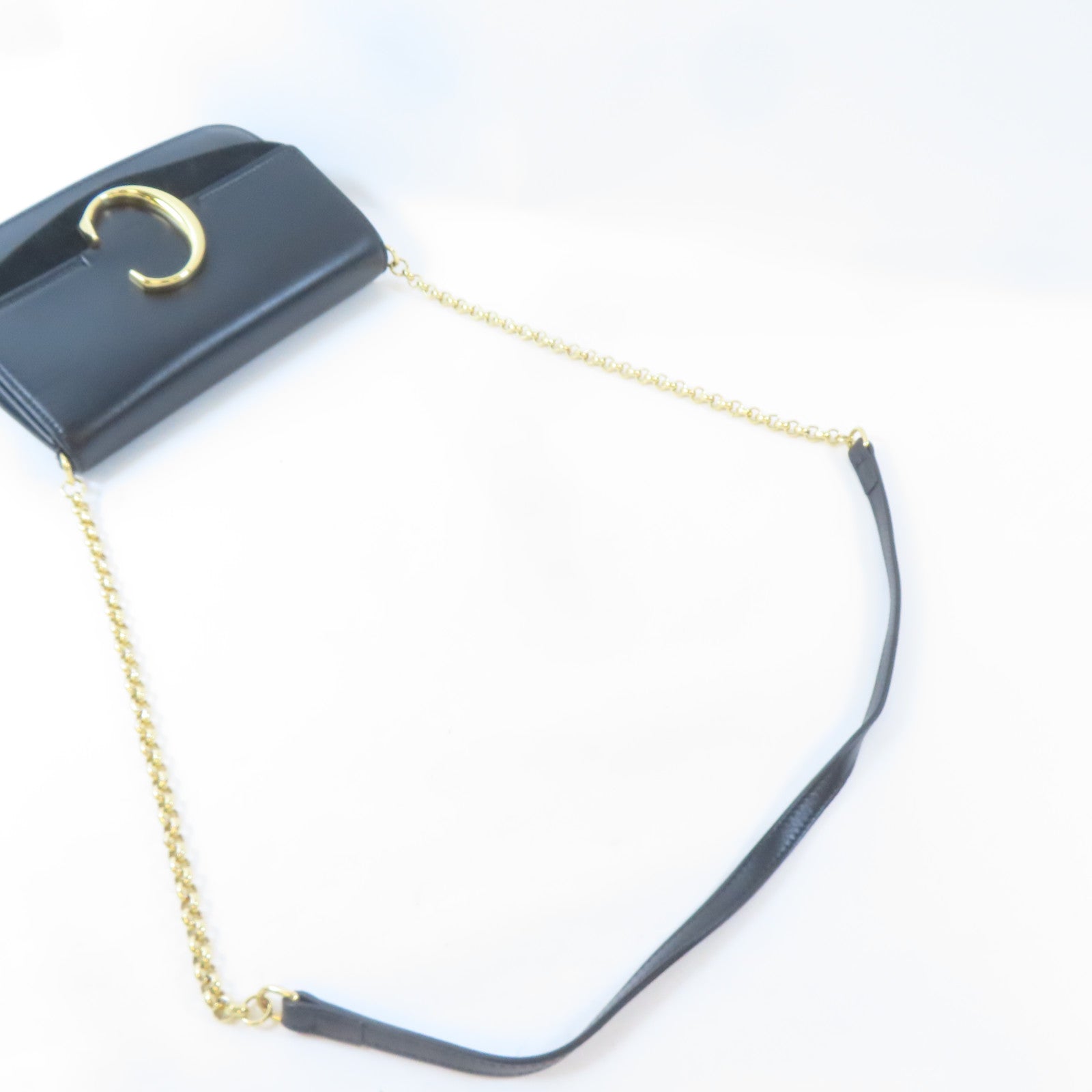 Chloe 牛皮皮革Chain Shoulder Bag金扣鏈帶肩背袋黑色