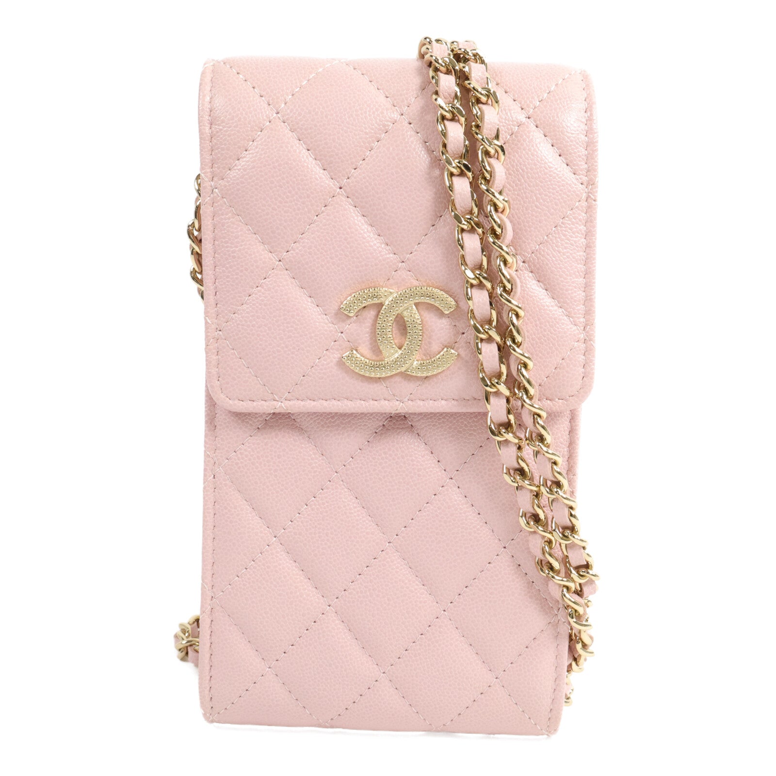 CHANEL 牛皮皮革Phone Bag鏈帶肩背袋