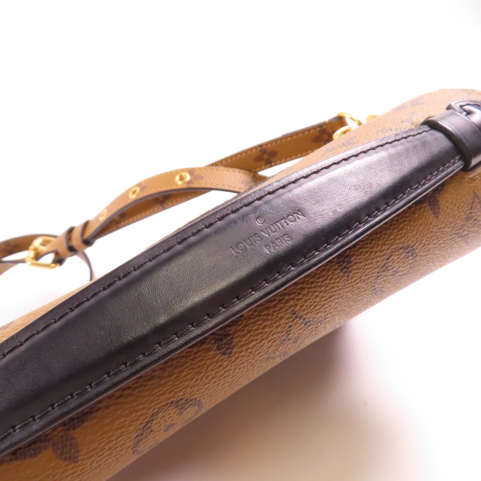 LOUIS VUITTON Monogram Reverse Pochette Metis金扣手挽肩背兩用袋棕色