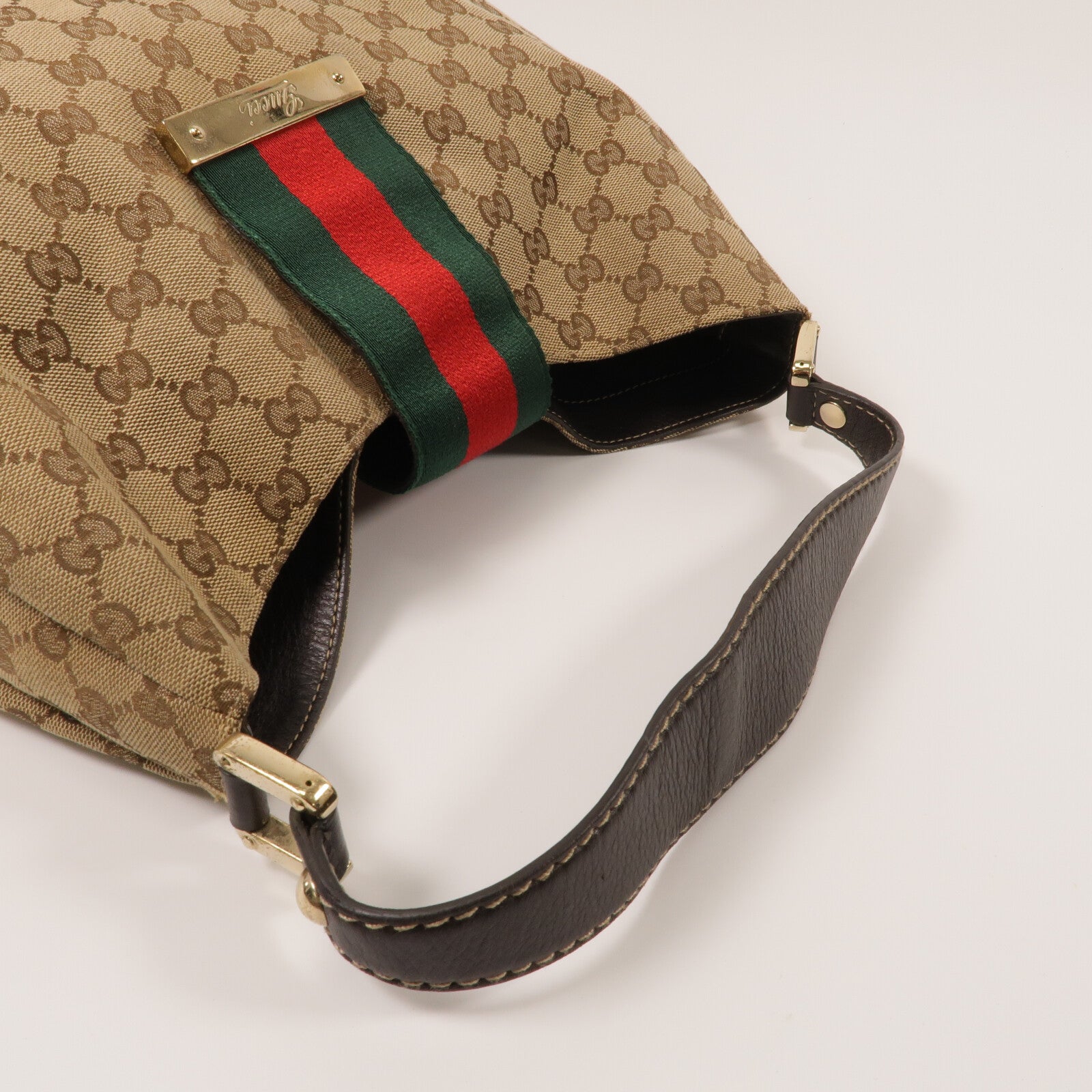 GUCCI 帆布GG Web Hobo肩背袋