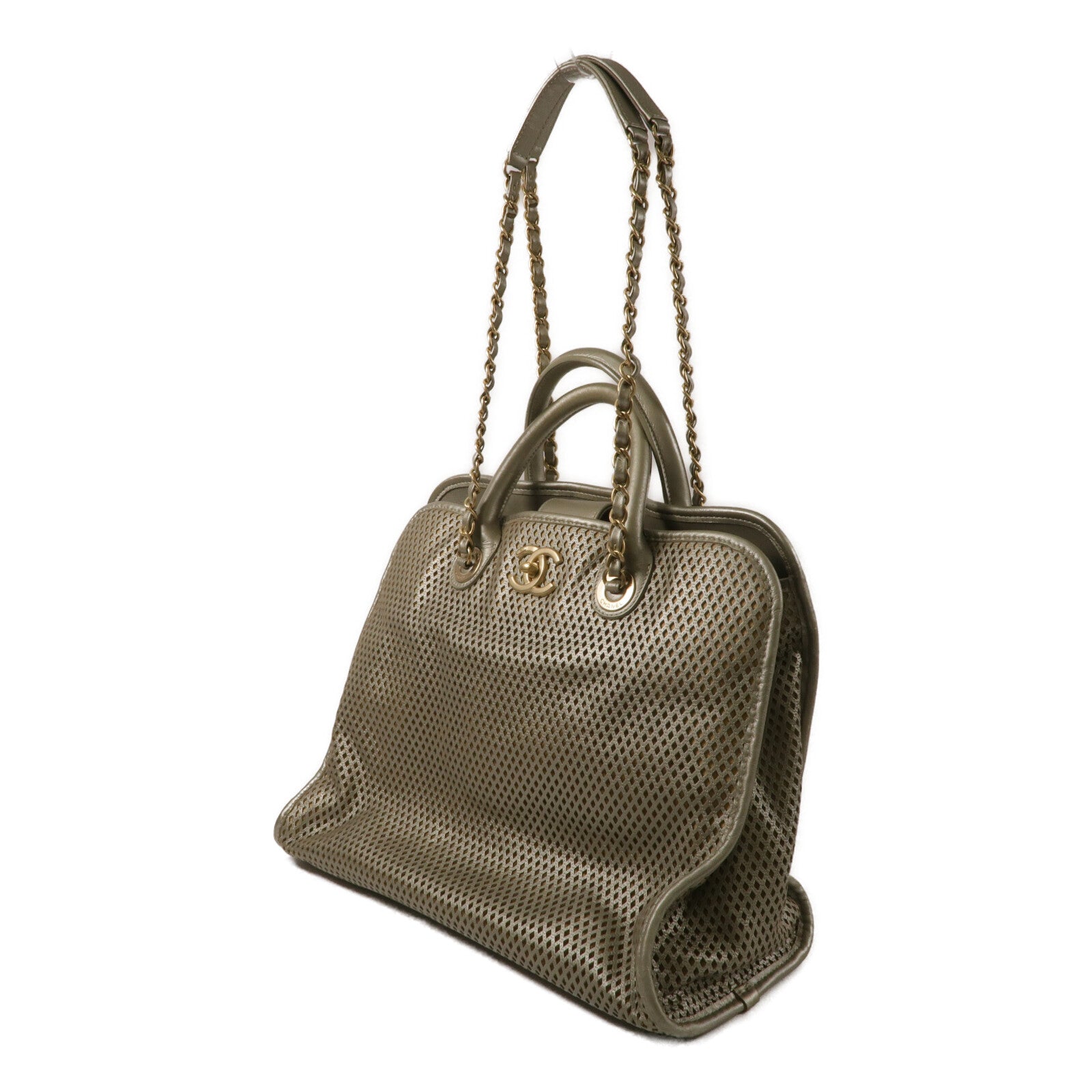 CHANEL 牛皮皮革Up In The Air Tote鏈帶手挽肩背兩用袋
