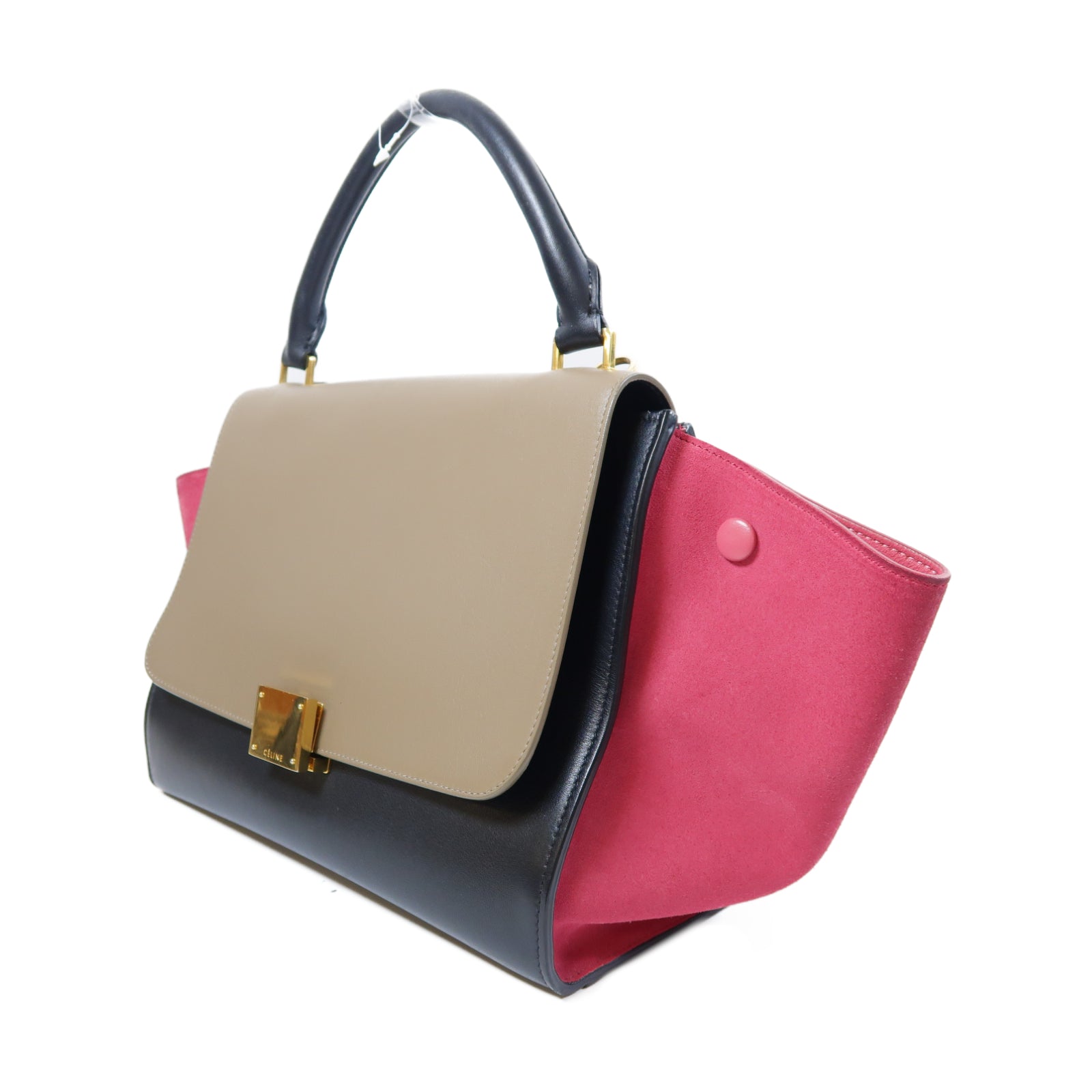 CELINE **【激減優惠】牛皮皮革Trapeze金扣手挽肩背兩用袋啡色/黑色/紅色