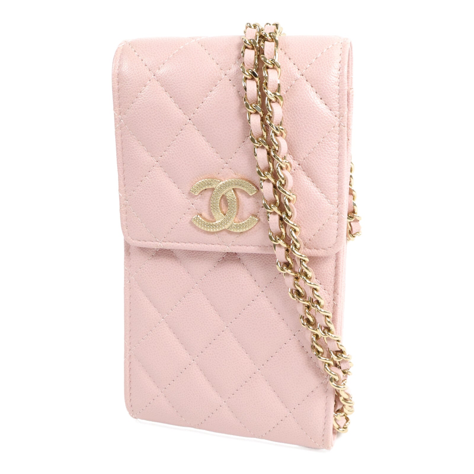 CHANEL 牛皮皮革Phone Bag鏈帶肩背袋