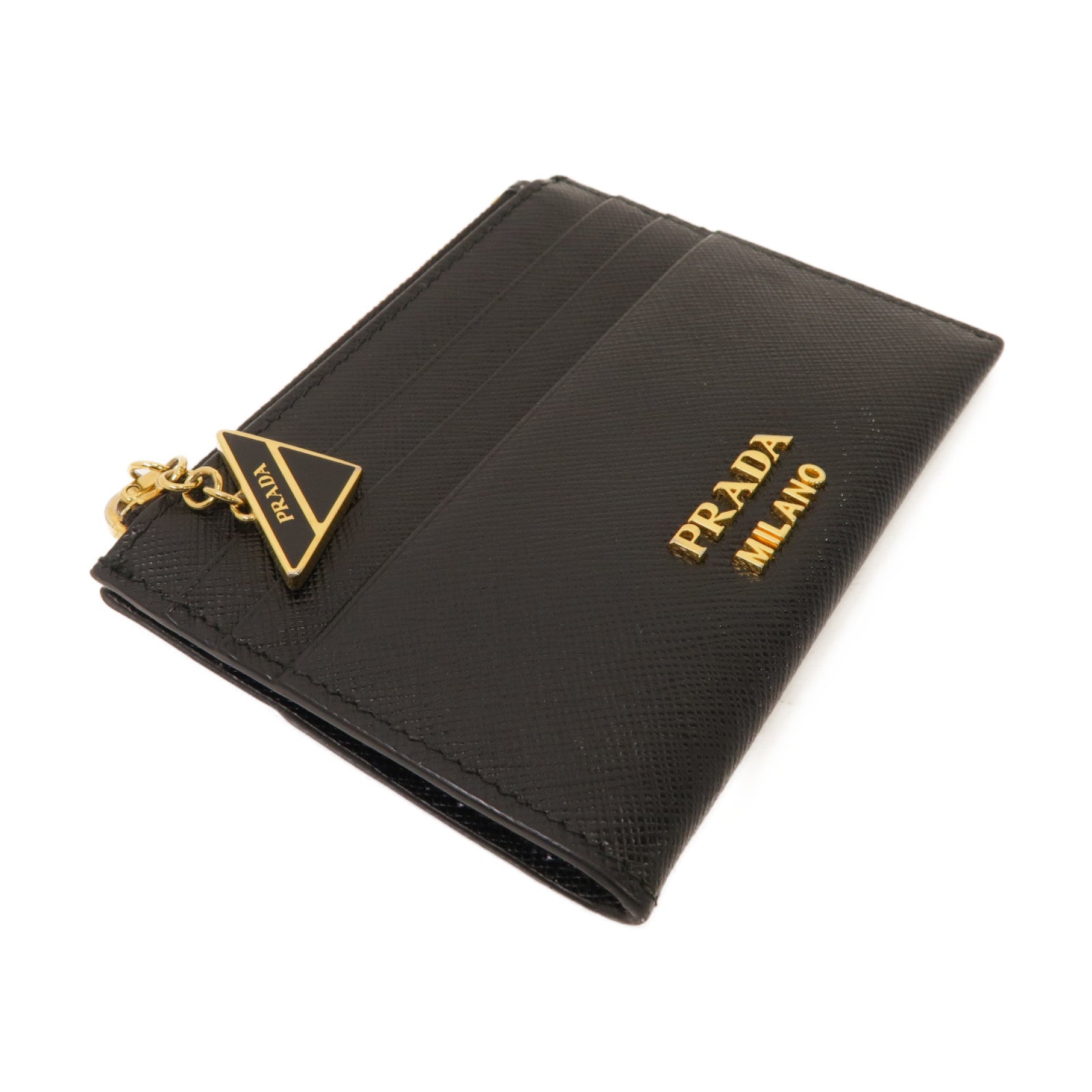 PRADA 牛皮皮革Card Case金扣卡片套黑色