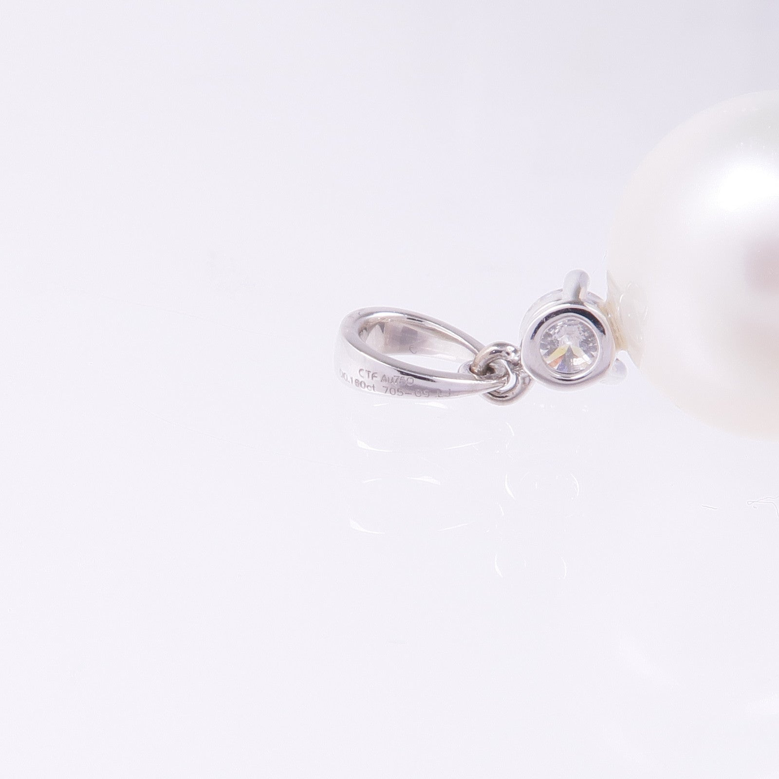 JEWELRY 18K白金Pearl Diamond Pendant Top珍珠/鑽石吊墜