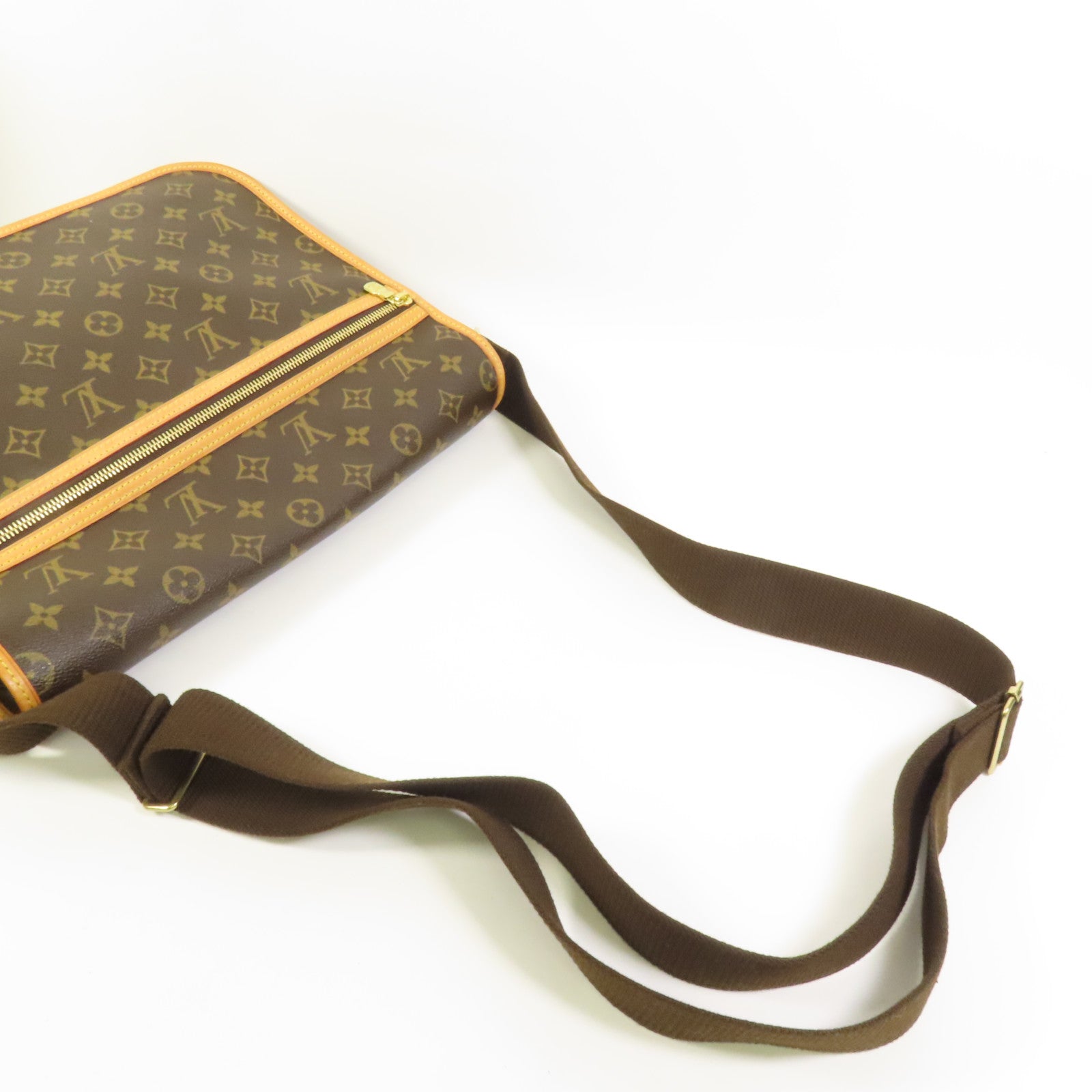 LOUIS VUITTON Monogram Bosphore金扣肩背袋棕色