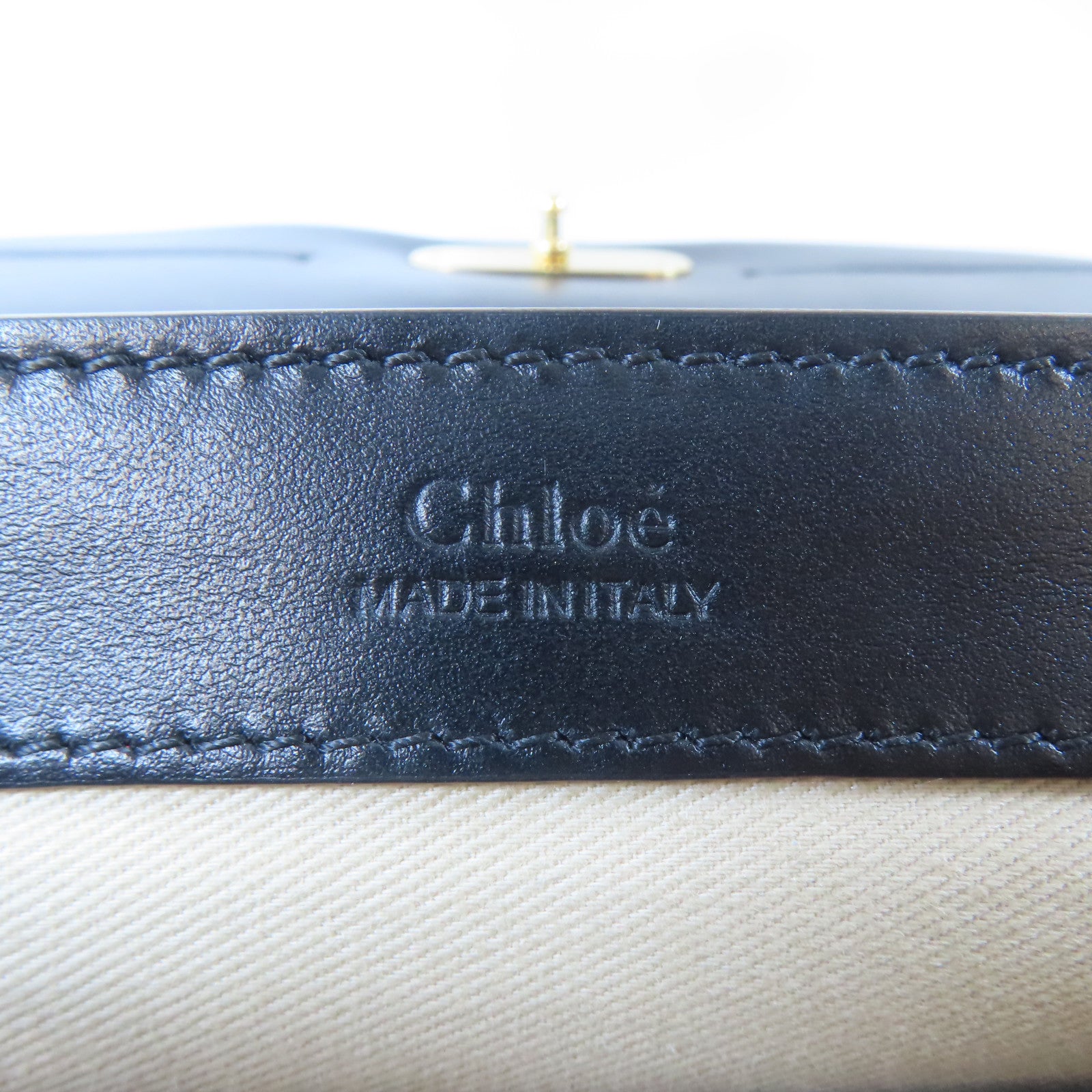 Chloe 牛皮皮革Chain Shoulder Bag金扣鏈帶肩背袋黑色
